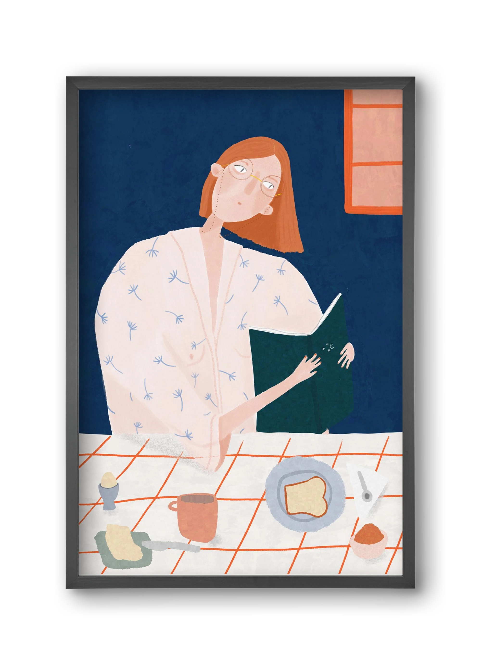 Olvasó lány, 30x45 cm (30x45 cm), Fekete keret