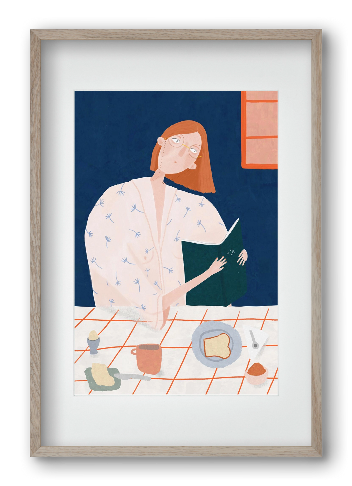 Olvasó lány, 40x60 cm (30x45 cm), Tölgy keret, paszpartuval