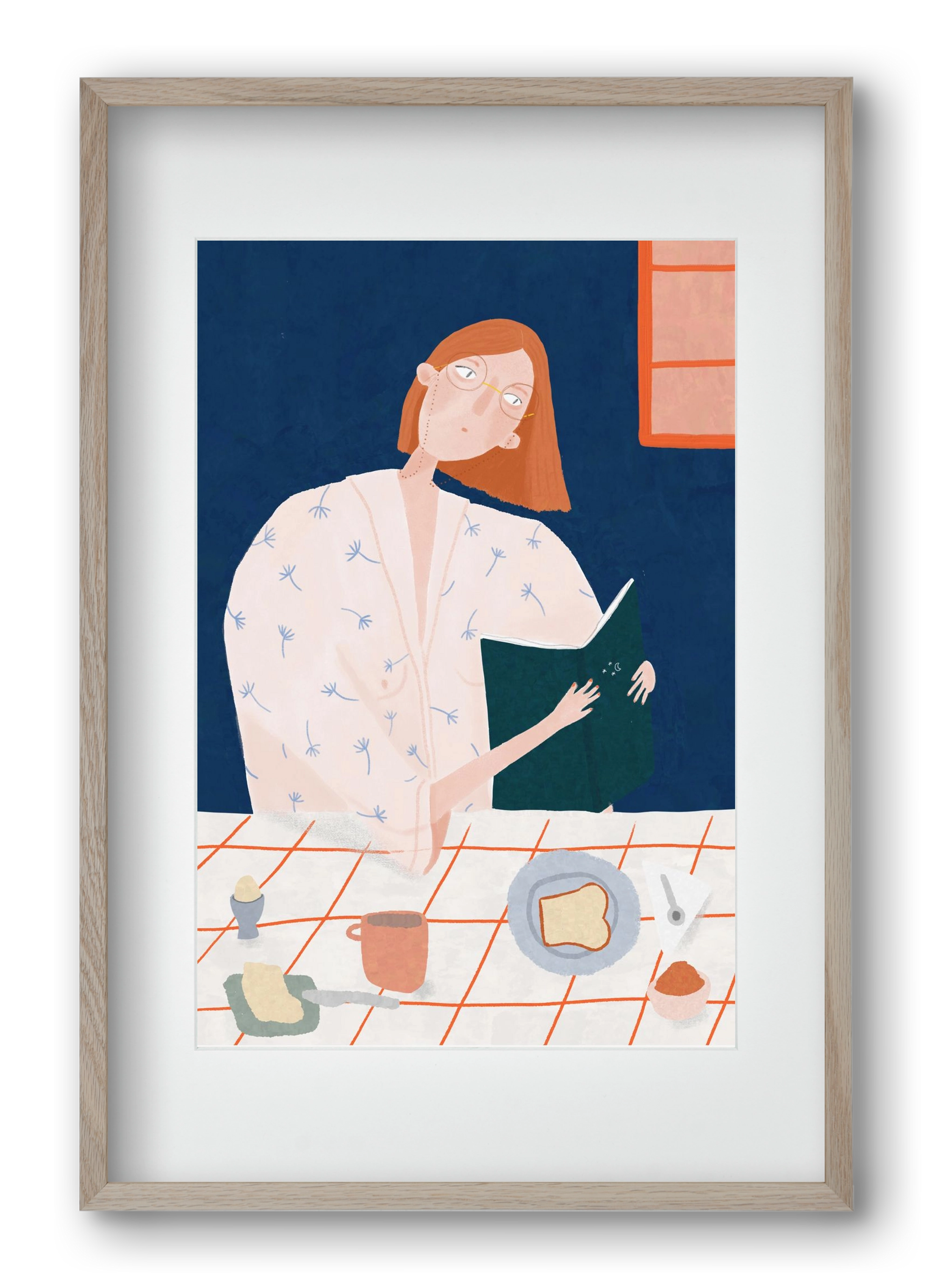 Olvasó lány, 40x60 cm (30x45 cm), Tölgy keret, paszpartuval