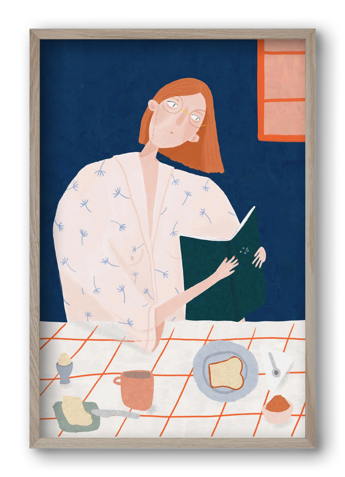 Olvasó lány, 40x60 cm (40x60 cm), Tölgy keret