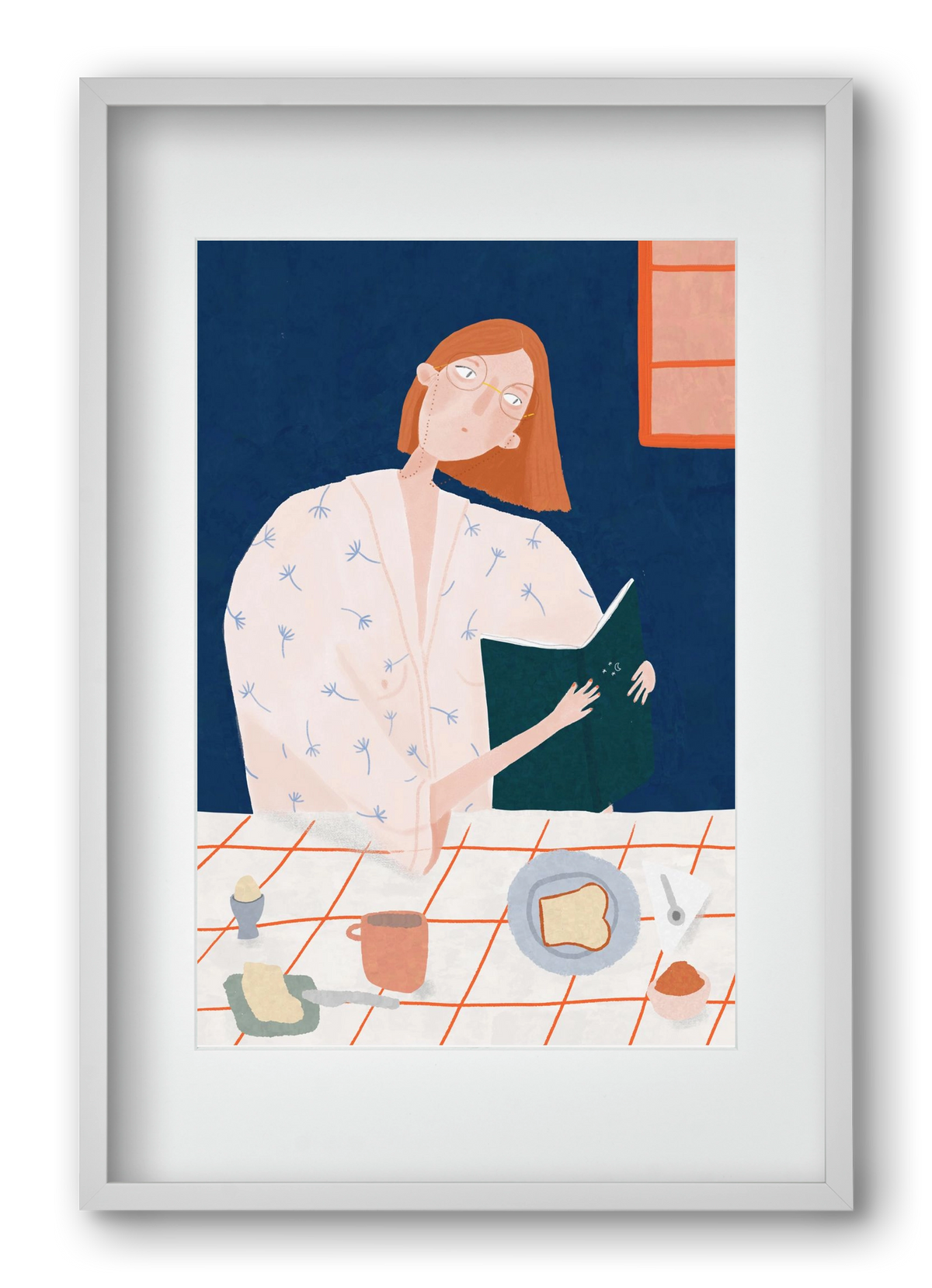 Olvasó lány, 40x60 cm (30x45 cm), Fehér keret, paszpartuval