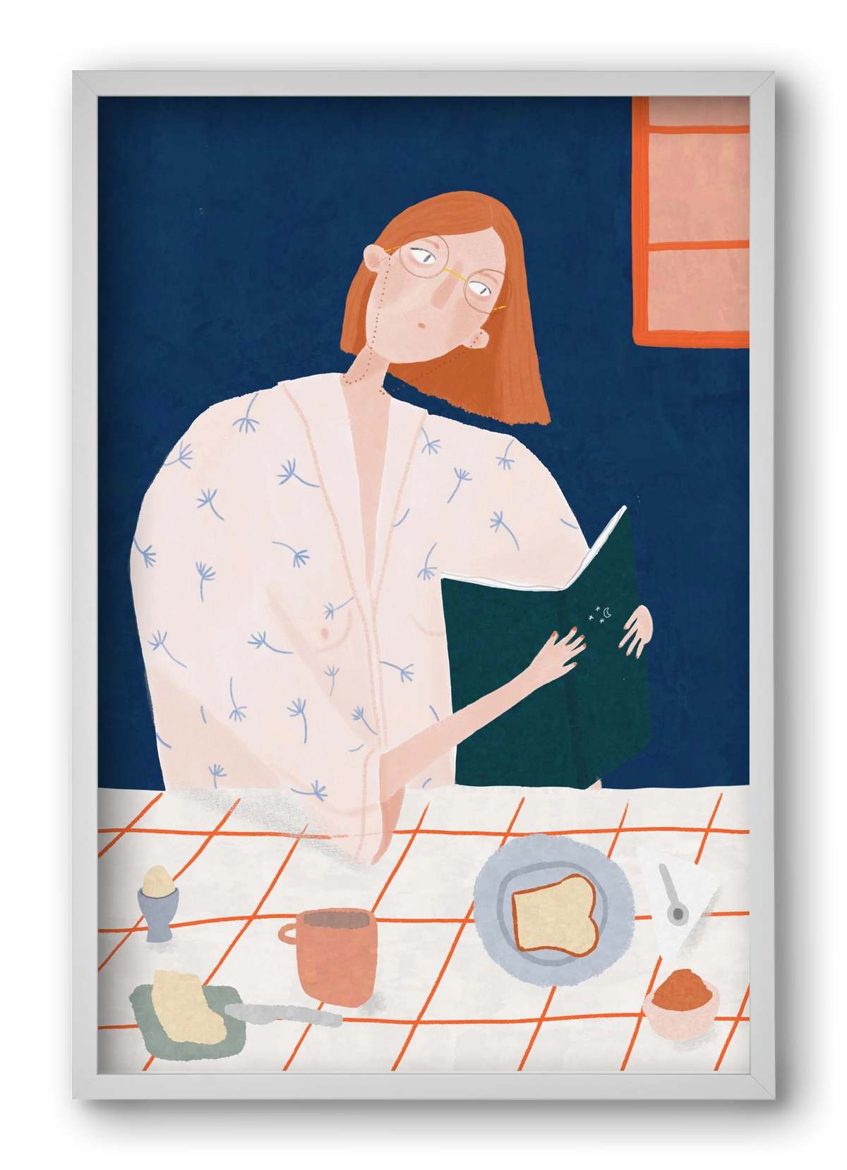 Olvasó lány, 40x60 cm (40x60 cm), Fehér keret