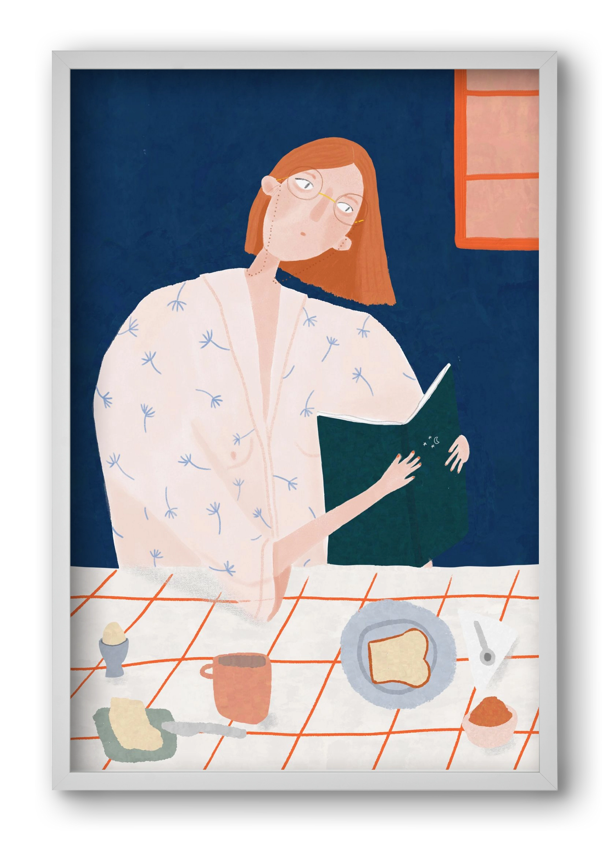 Olvasó lány, 40x60 cm (40x60 cm), Fehér keret