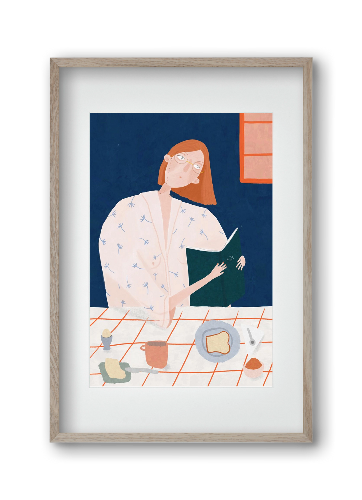 Olvasó lány, 30x45 cm (20x30 cm), Tölgy keret, paszpartuval