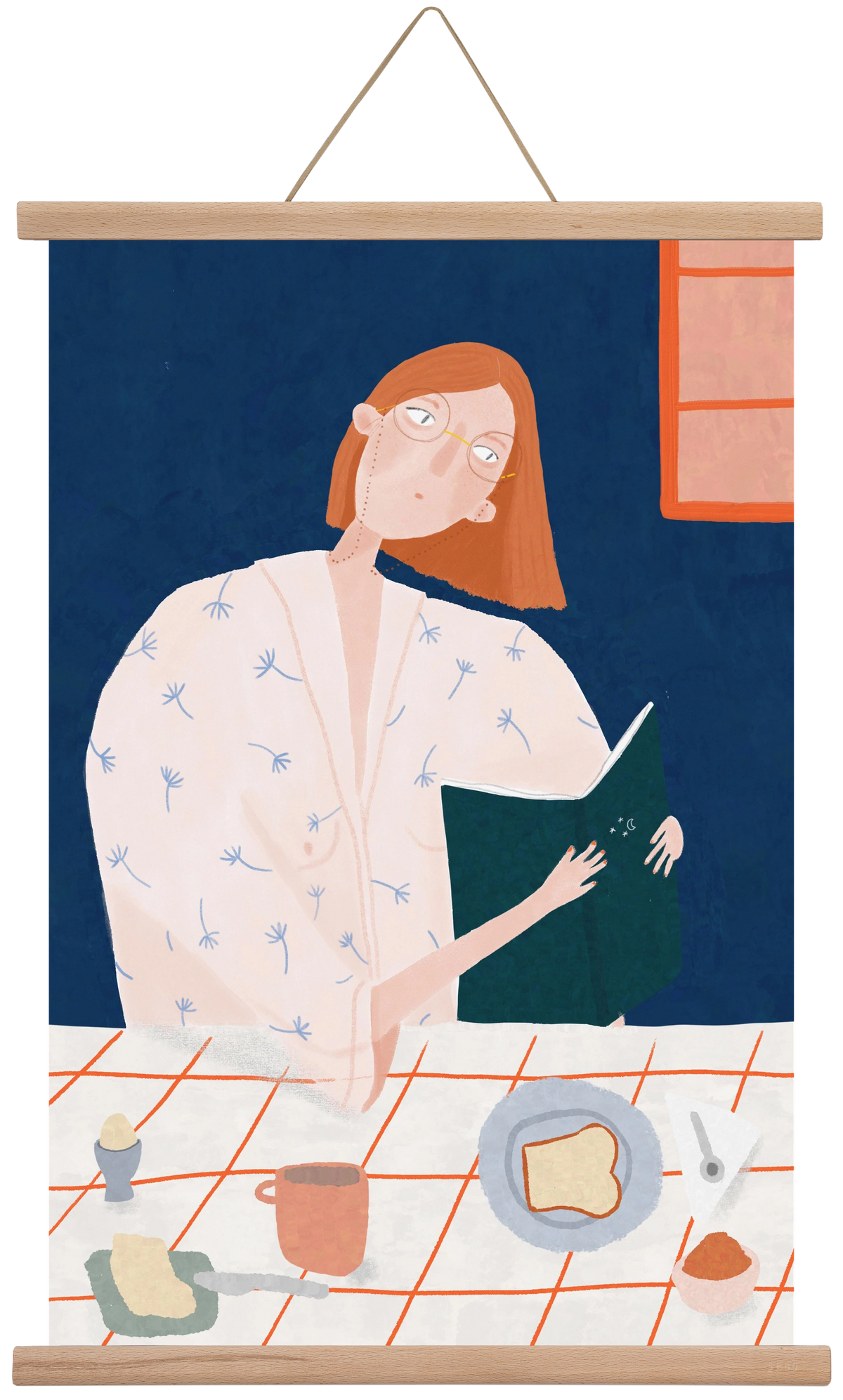 Olvasó lány, 40x60 cm (40x60 cm), Tölgy akasztó