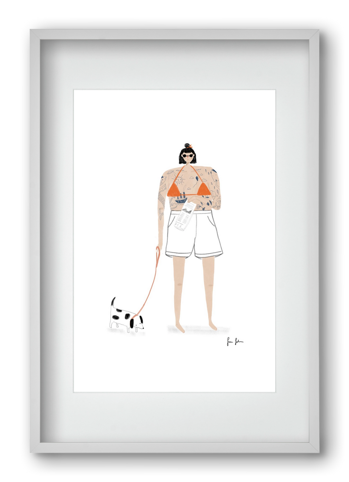 Zoé és Menyét úr, 40x60 cm (30x45 cm), Fehér keret, paszpartuval