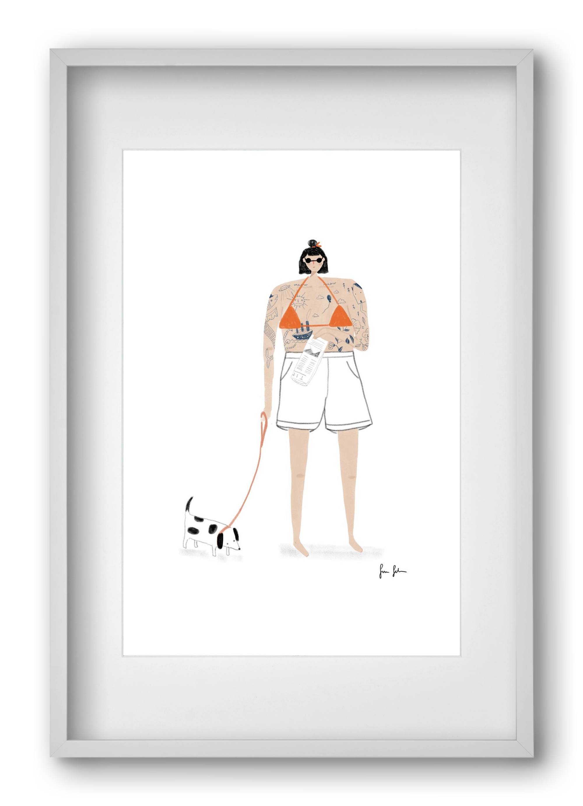 Zoé és Menyét úr, 40x60 cm (30x45 cm), Fehér keret, paszpartuval