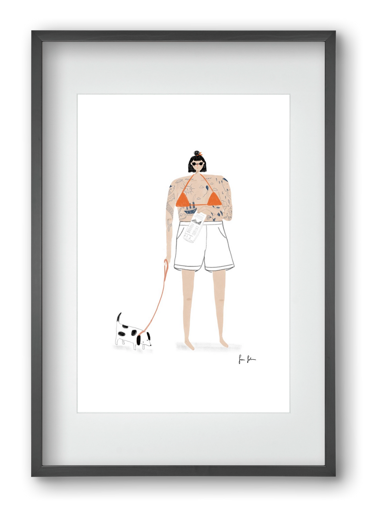 Zoé és Menyét úr, 40x60 cm (30x45 cm), Fekete keret, paszpartuval