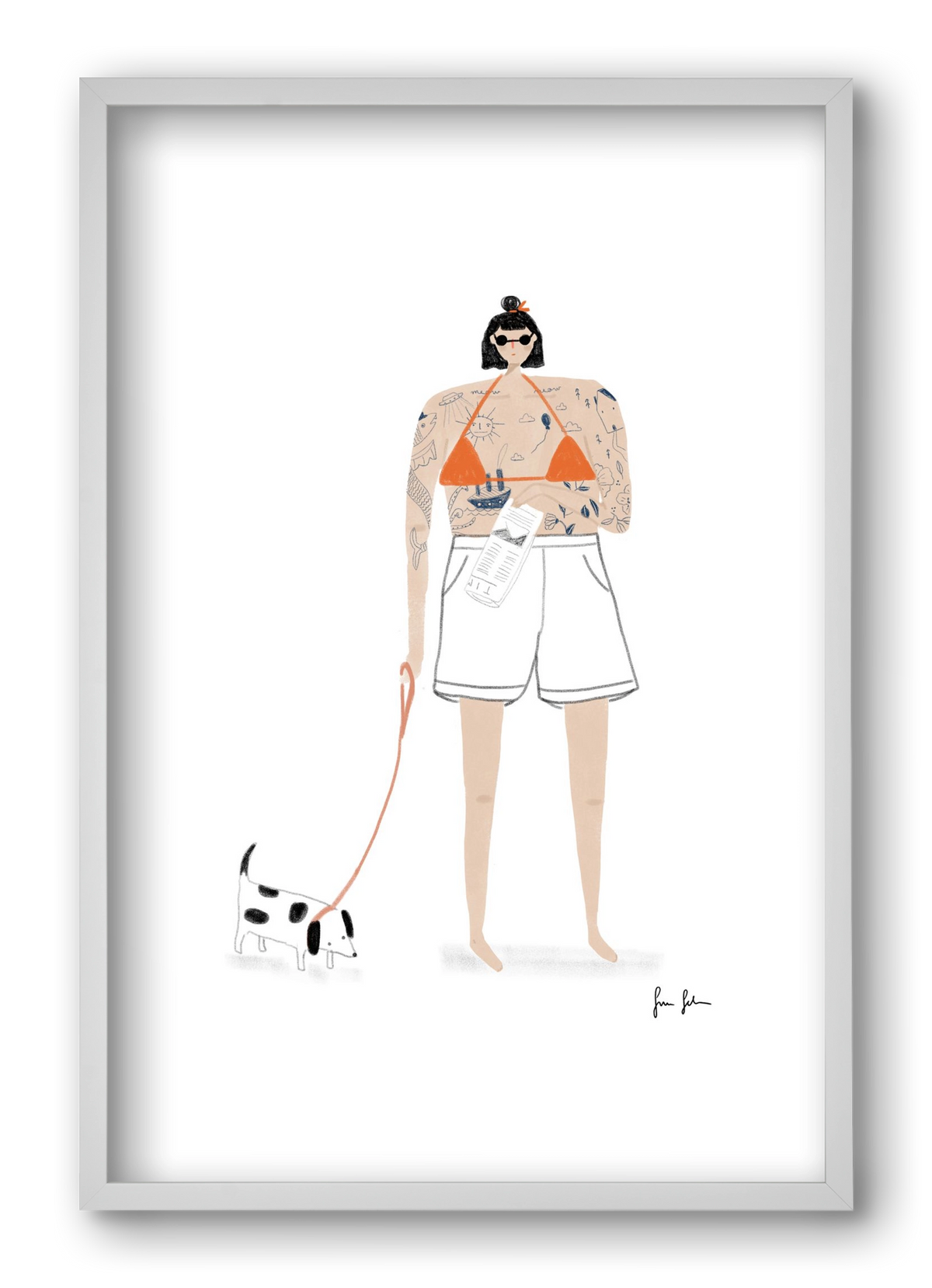 Zoé és Menyét úr, 40x60 cm (40x60 cm), Fehér keret