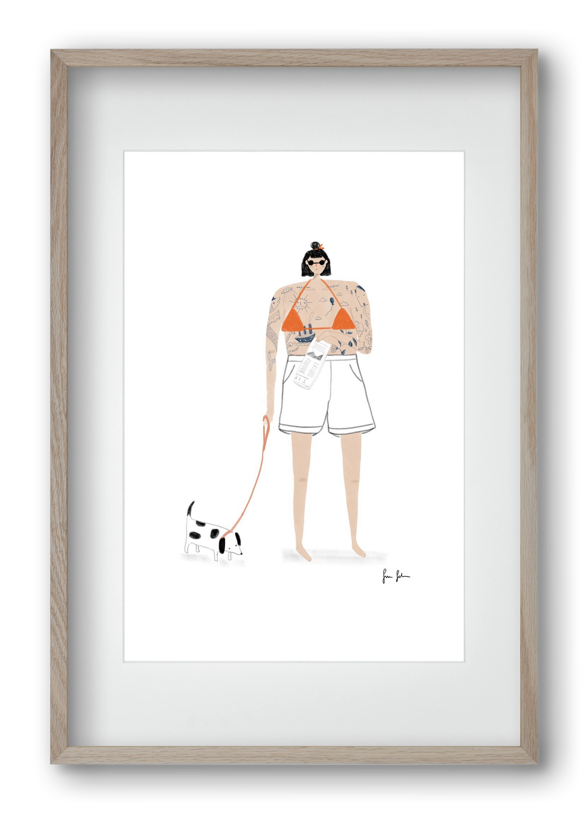 Zoé és Menyét úr, 40x60 cm (30x45 cm), Tölgy keret, paszpartuval