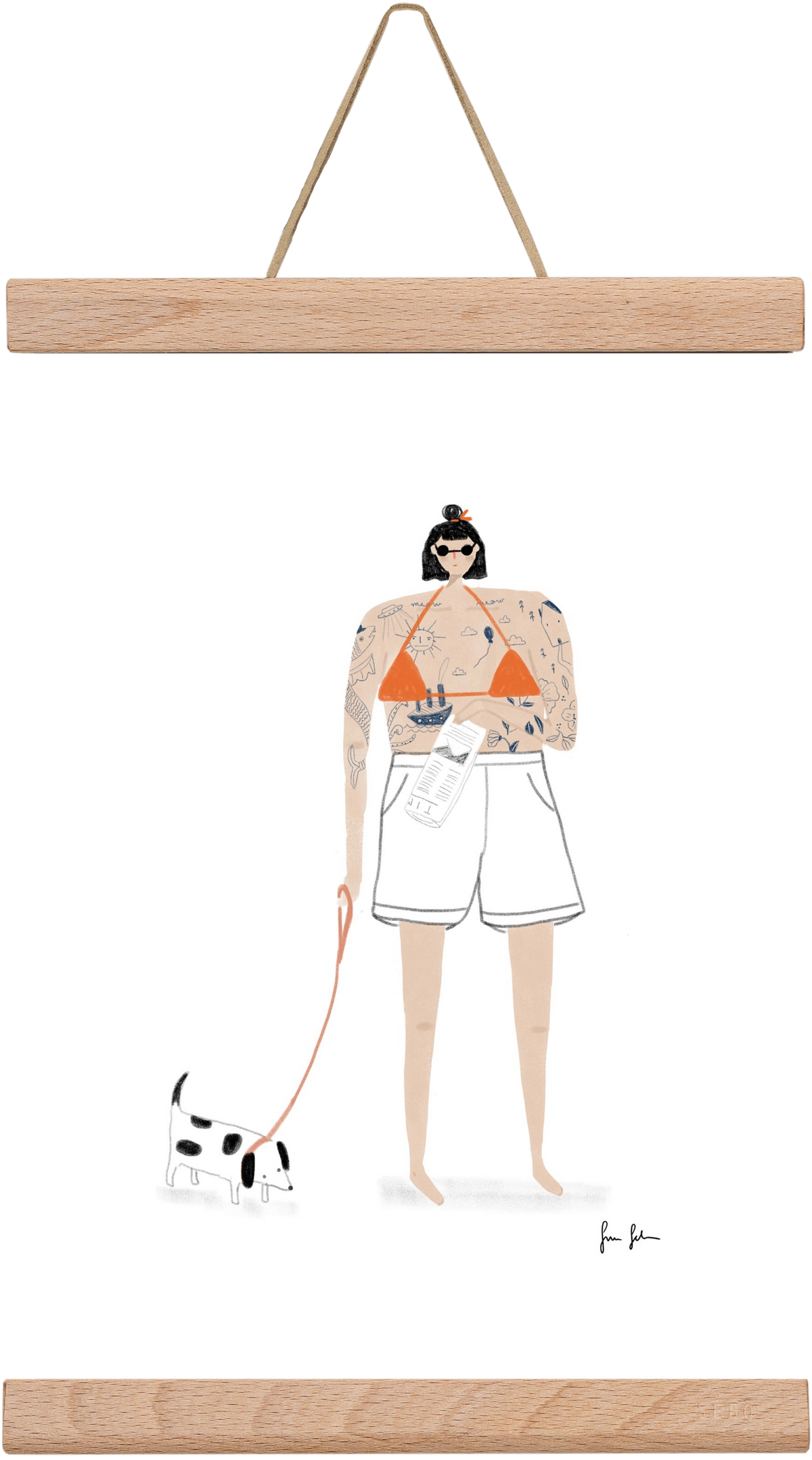 Zoé és Menyét úr, 20x30 cm (20x30 cm), Tölgy akasztó