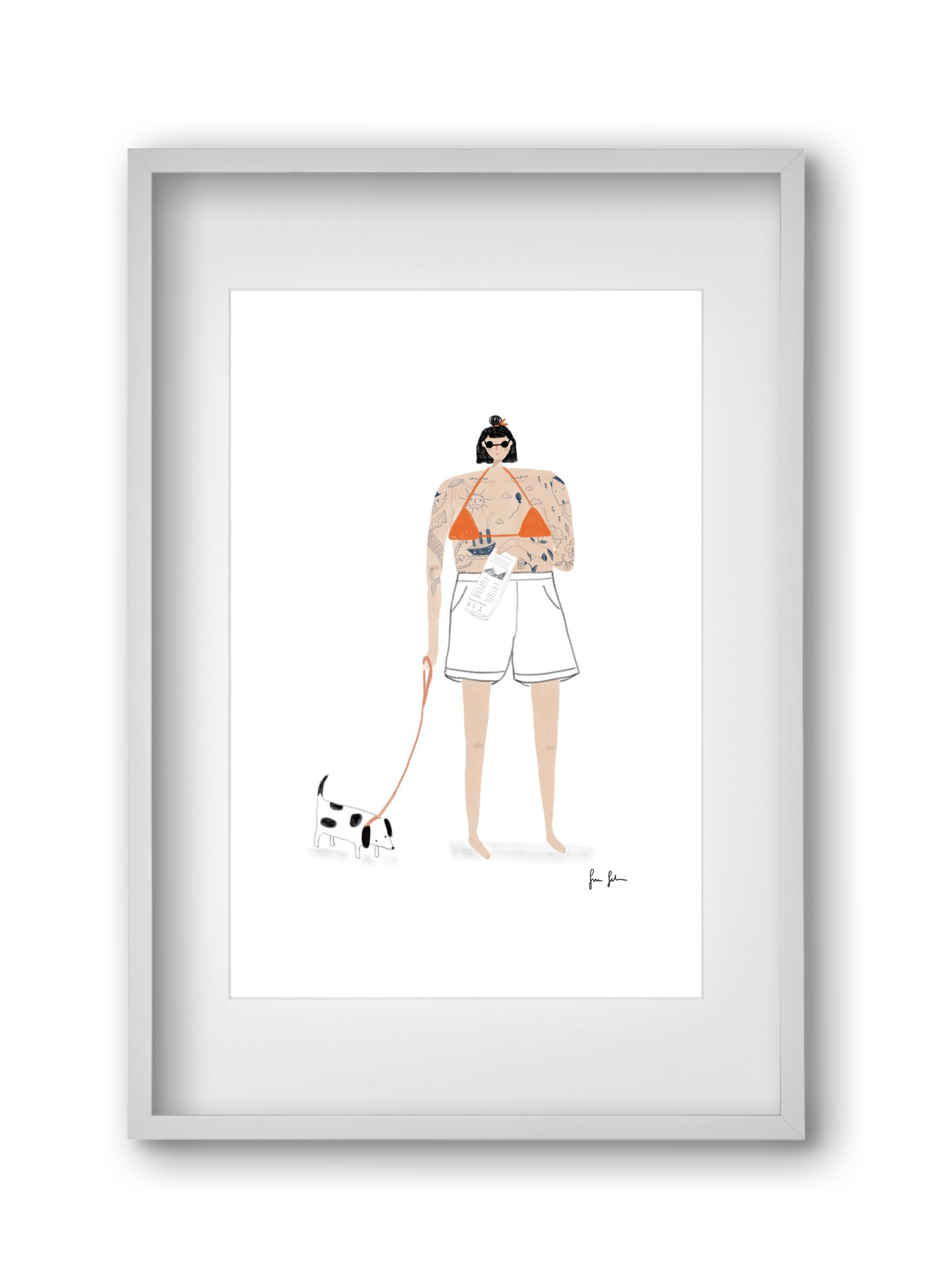 Zoé és Menyét úr, 30x45 cm (20x30 cm), Fehér keret, paszpartuval