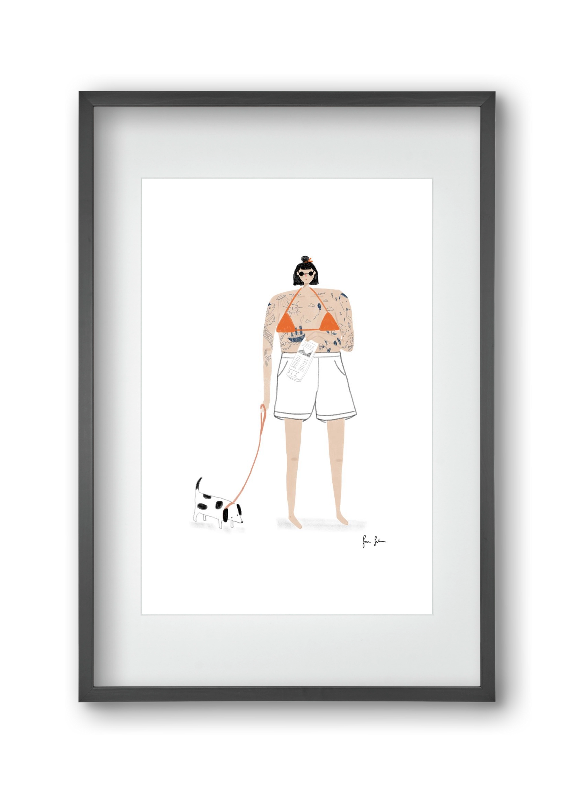 Zoé és Menyét úr, 30x45 cm (20x30 cm), Fekete keret, paszpartuval