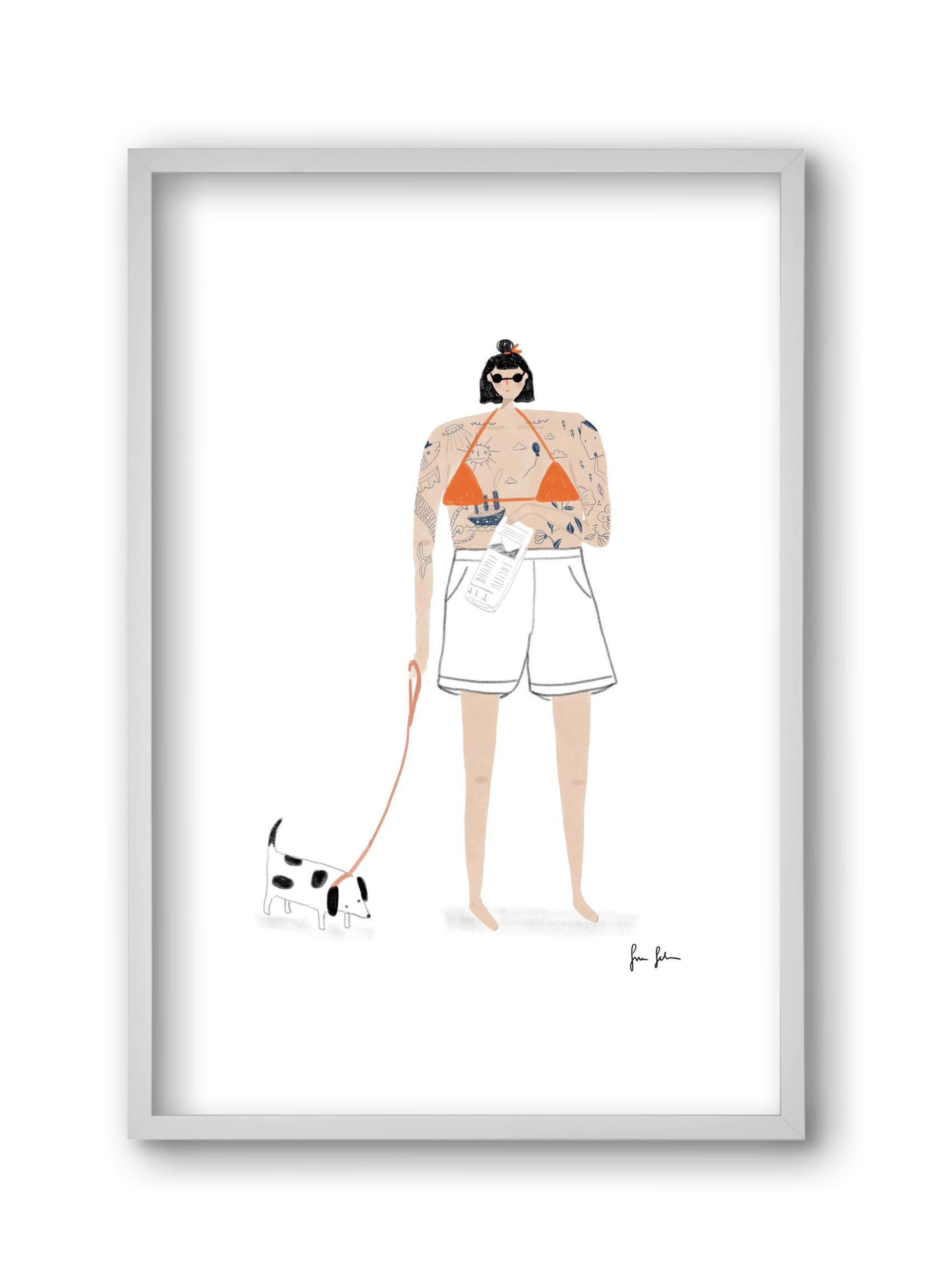 Zoé és Menyét úr, 30x45 cm (30x45 cm), Fehér keret