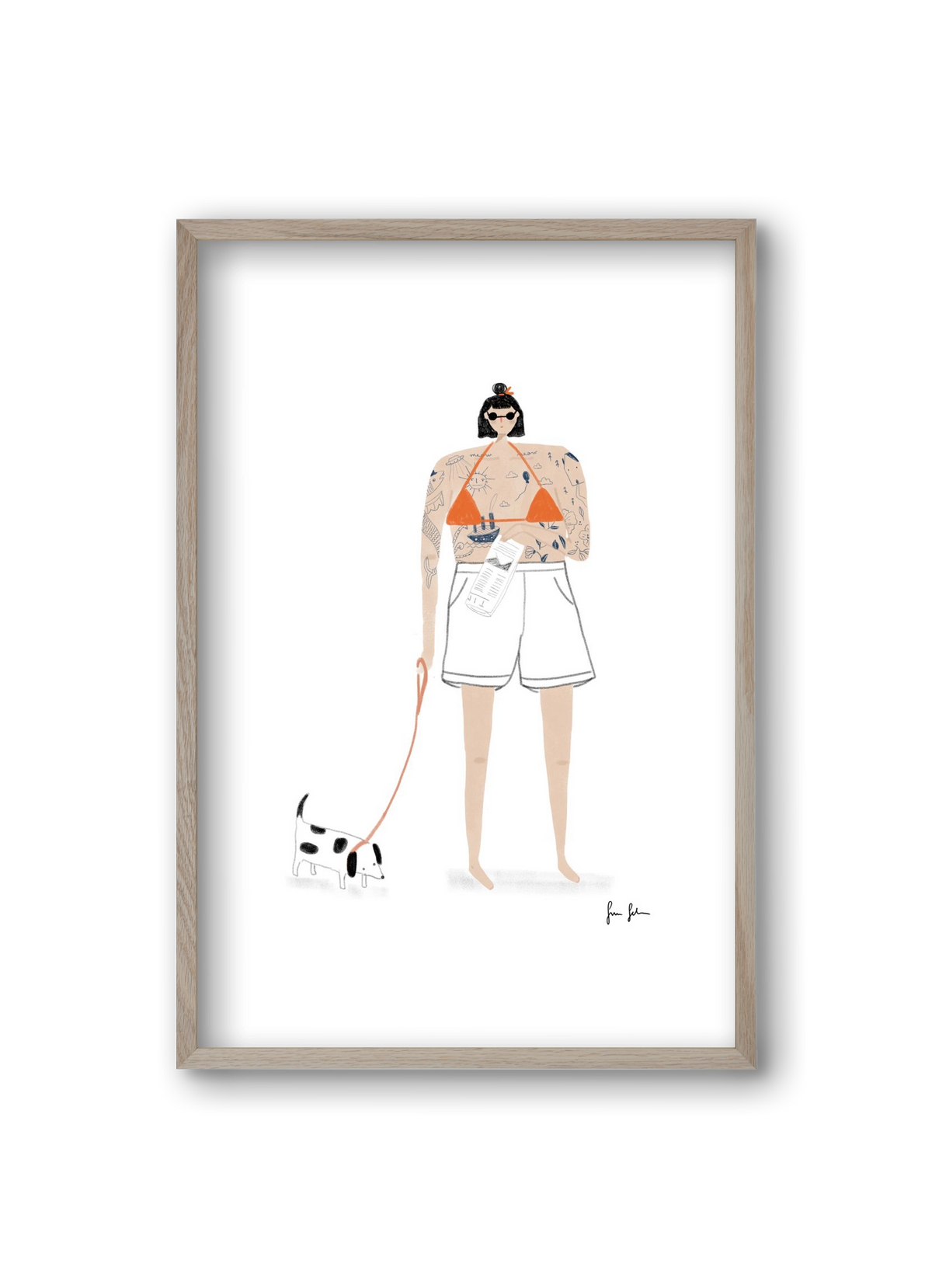 Zoé és Menyét úr, 20x30 cm (20x30 cm), Tölgy keret