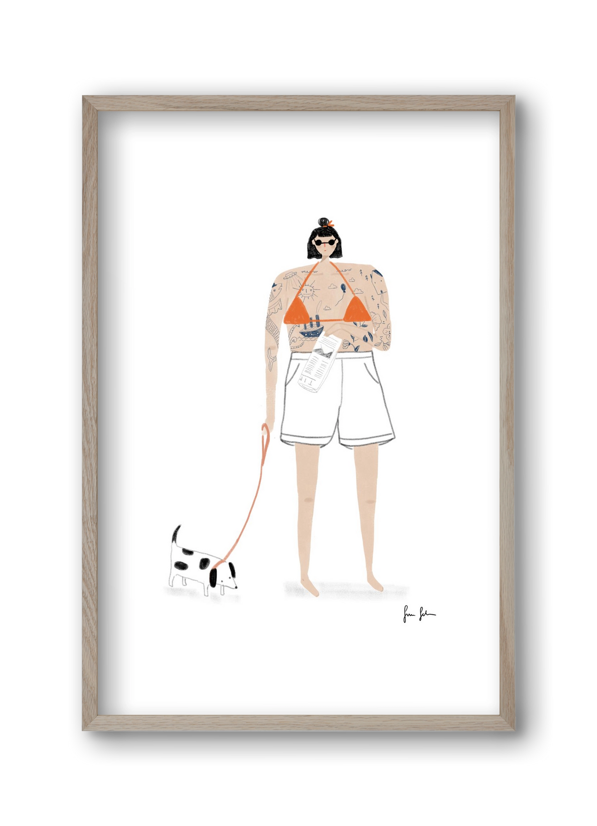 Zoé és Menyét úr, 30x45 cm (30x45 cm), Tölgy keret