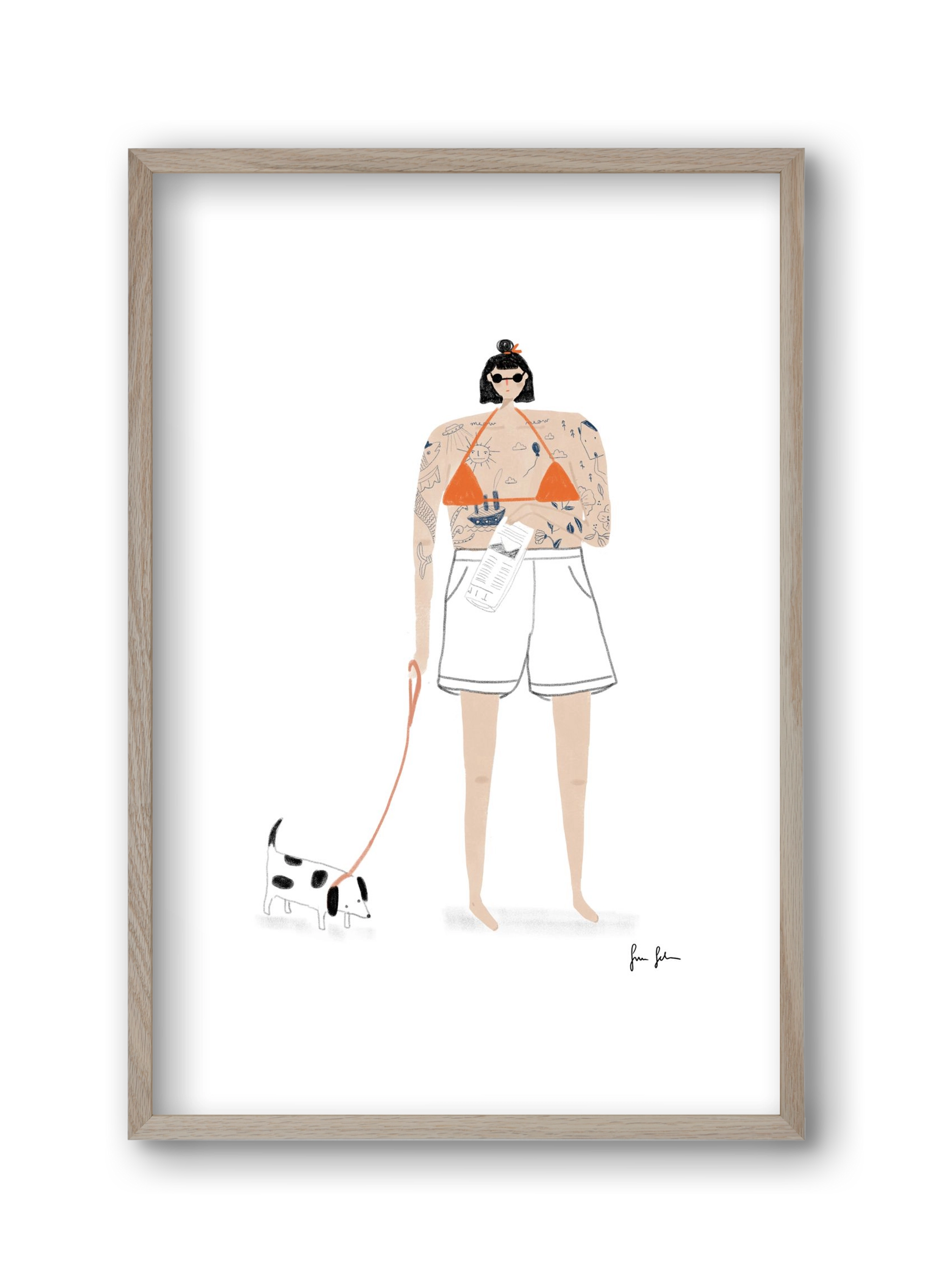 Zoé és Menyét úr, 30x45 cm (30x45 cm), Tölgy keret