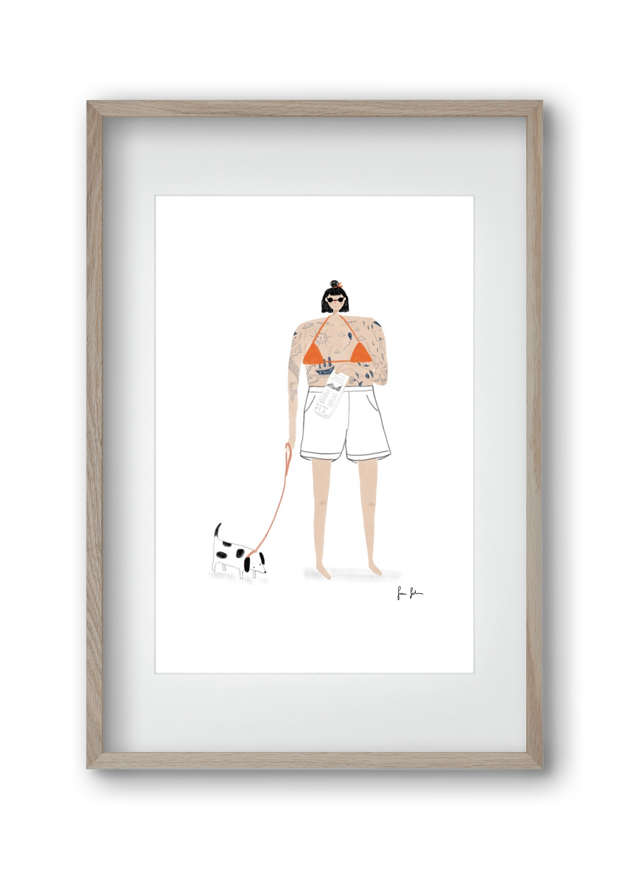 Zoé és Menyét úr, 30x45 cm (20x30 cm), Tölgy keret, paszpartuval