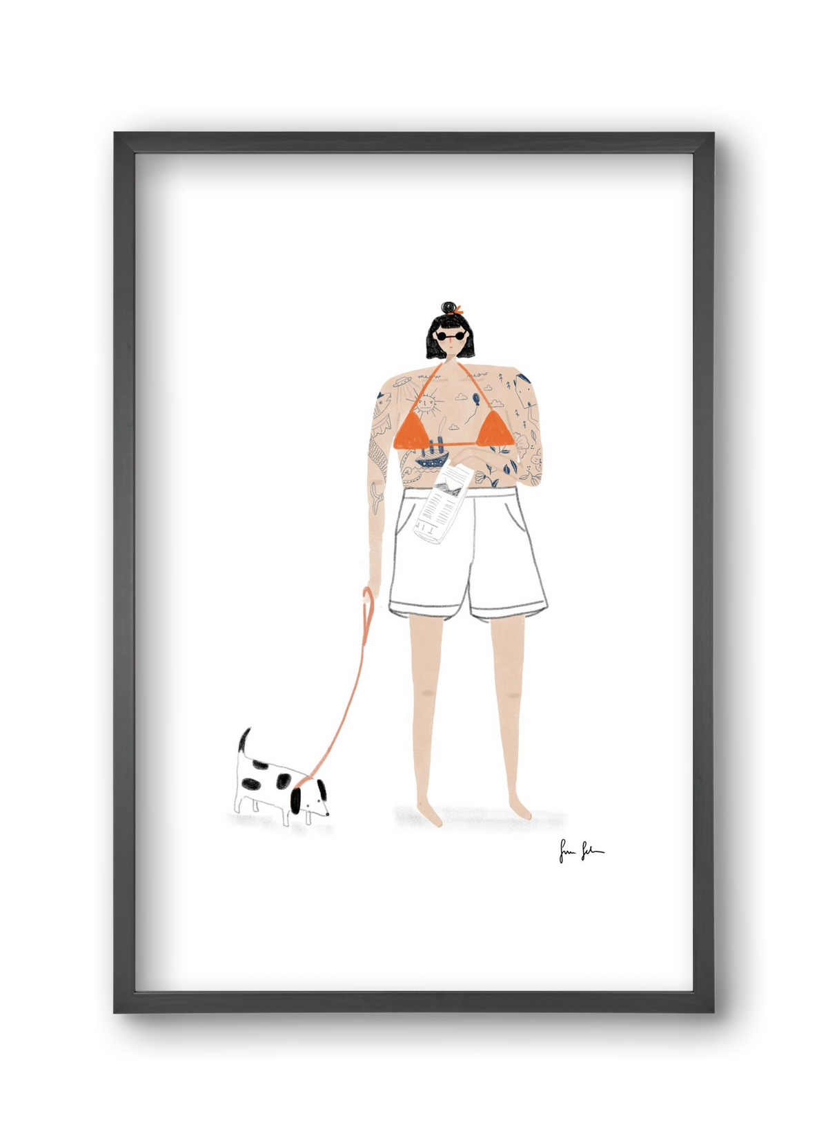 Zoé és Menyét úr, 30x45 cm (30x45 cm), Fekete keret