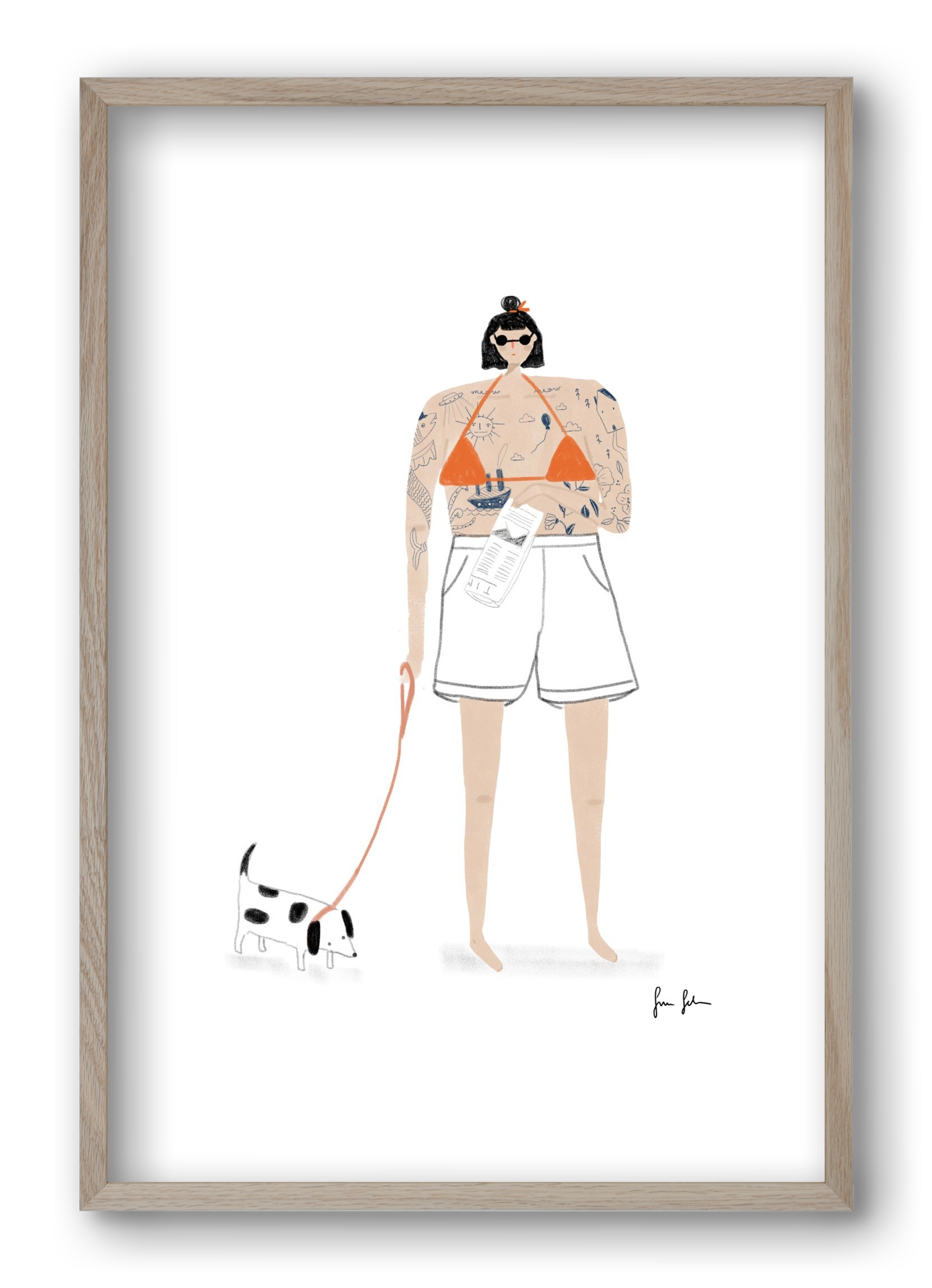 Zoé és Menyét úr, 40x60 cm (40x60 cm), Tölgy keret