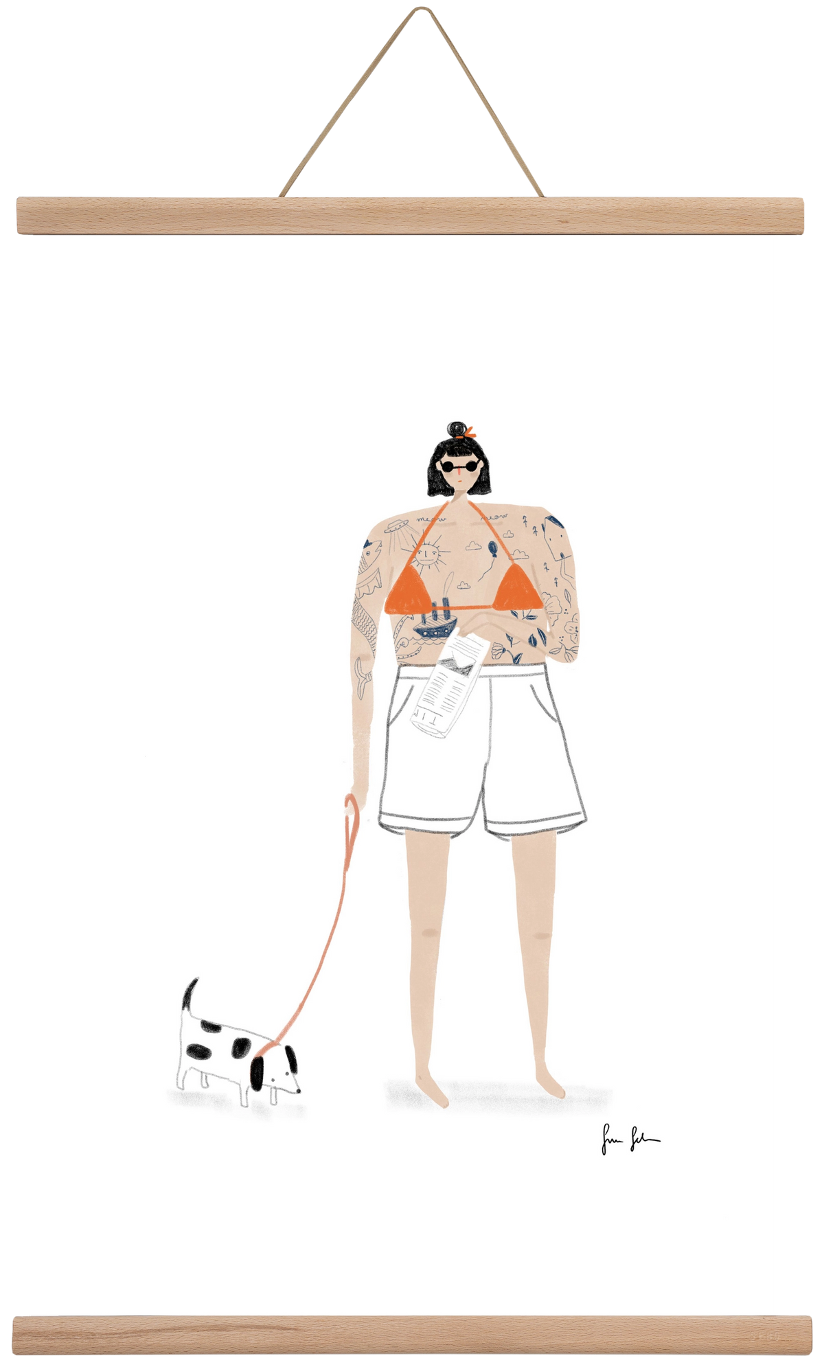 Zoé és Menyét úr, 40x60 cm (40x60 cm), Tölgy akasztó