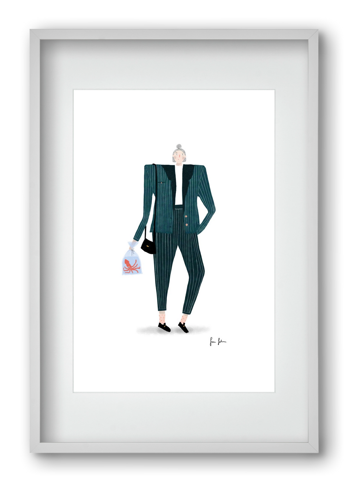 Mona és a polip, 40x60 cm (30x45 cm), Fehér keret, paszpartuval