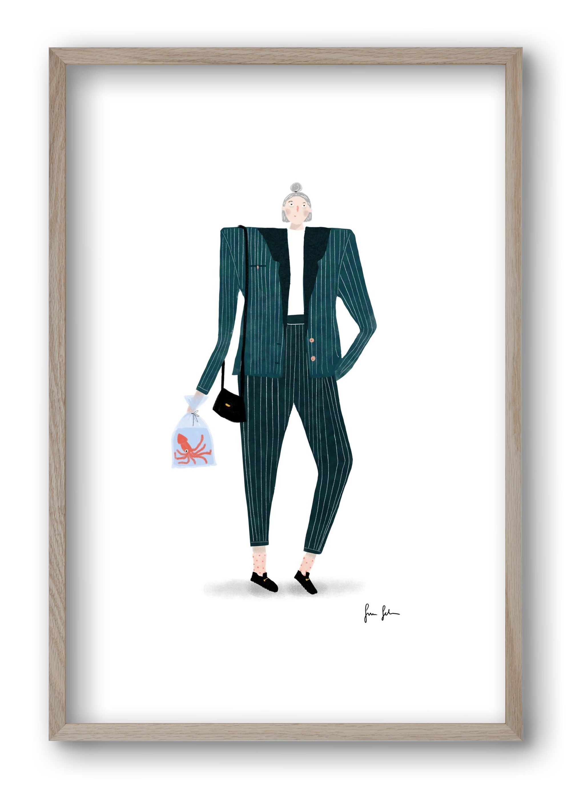 Mona és a polip, 40x60 cm (40x60 cm), Tölgy keret