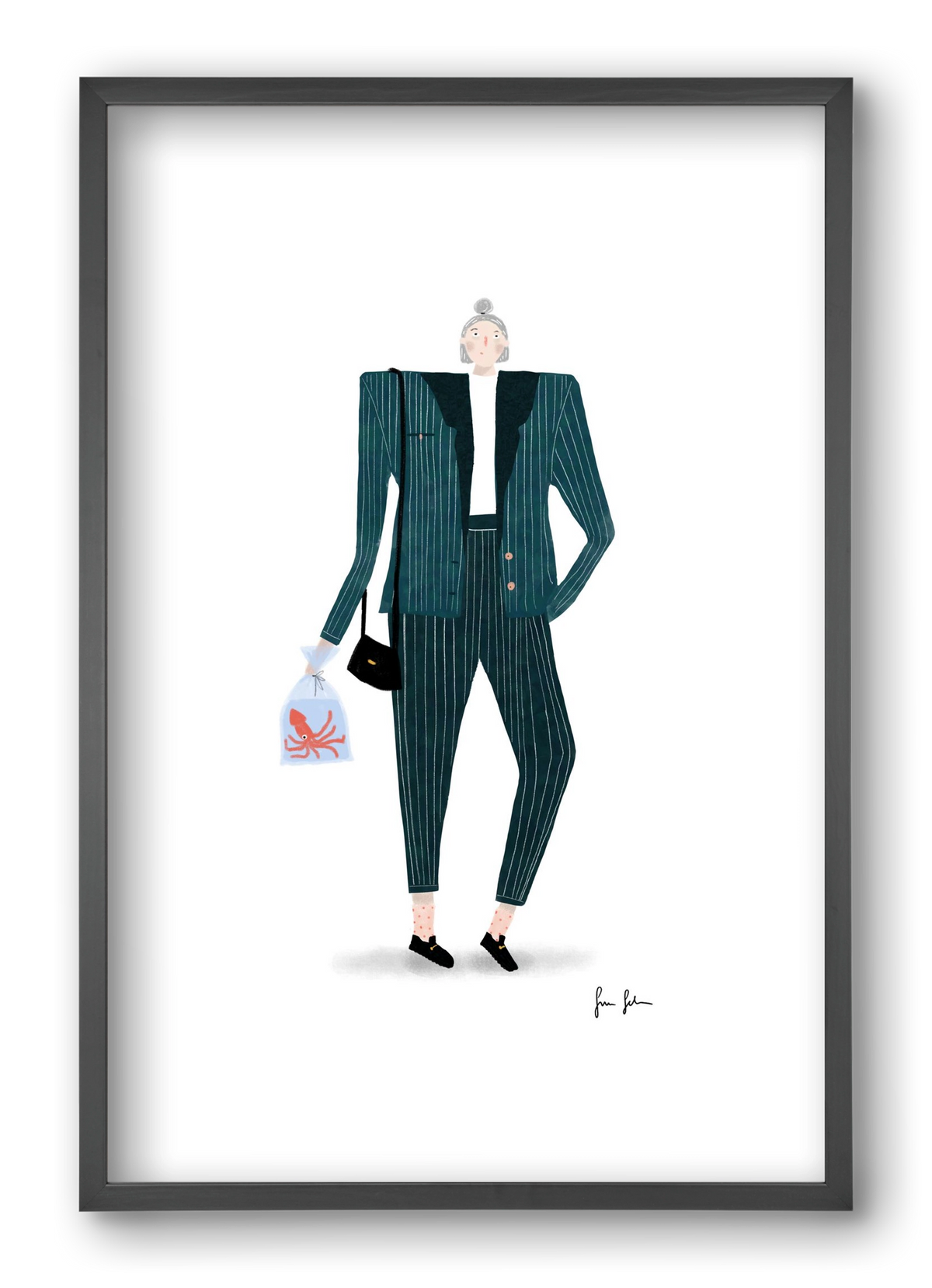 Mona és a polip, 40x60 cm (40x60 cm), Fekete keret