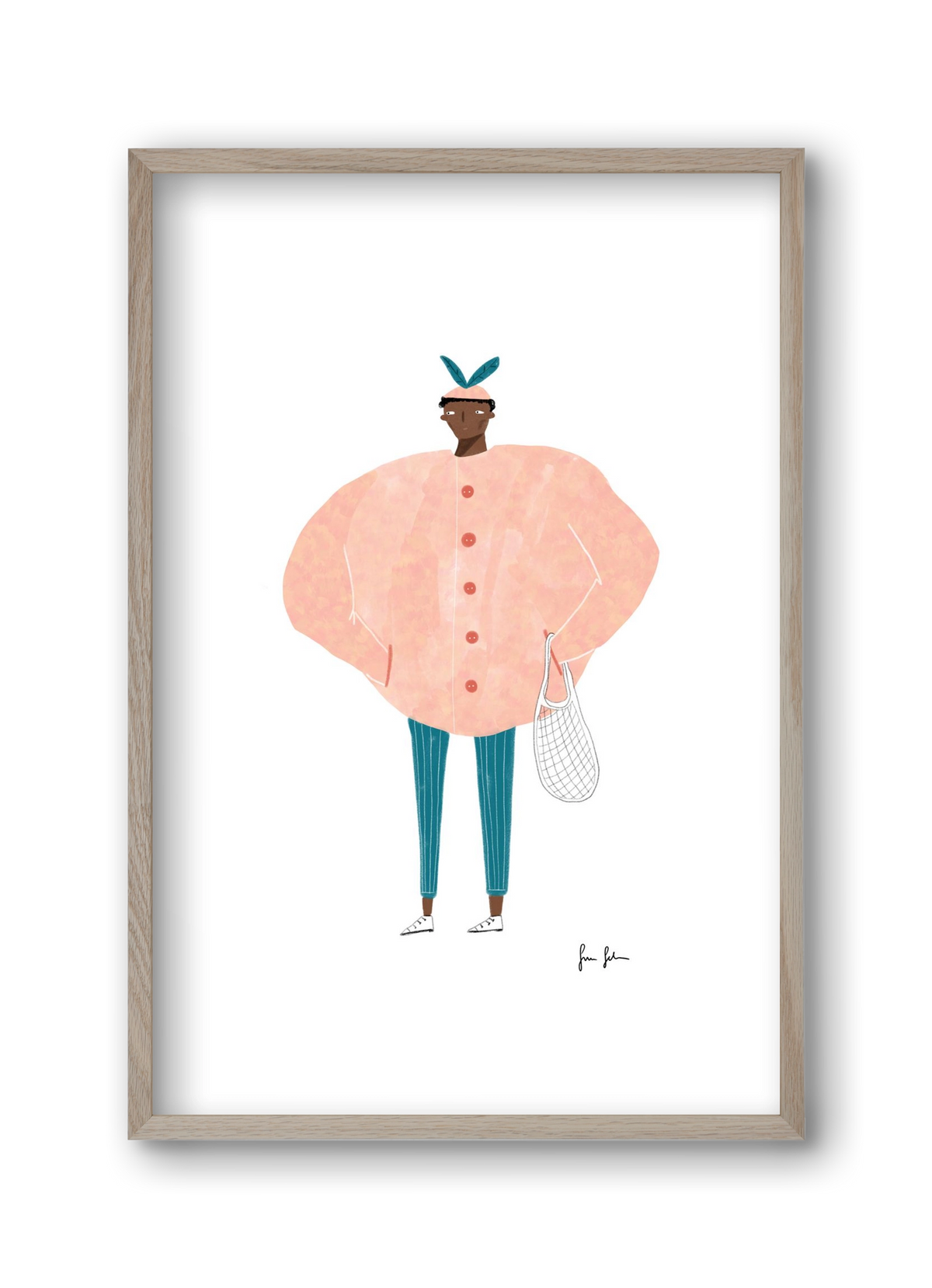 Boris bevásárolni megy, 30x45 cm (30x45 cm), Tölgy keret