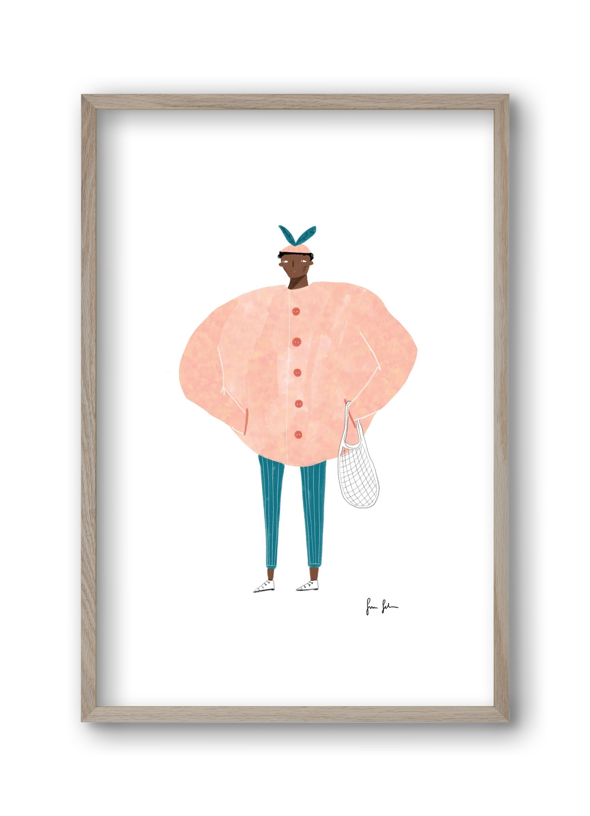 Boris bevásárolni megy, 30x45 cm (30x45 cm), Tölgy keret