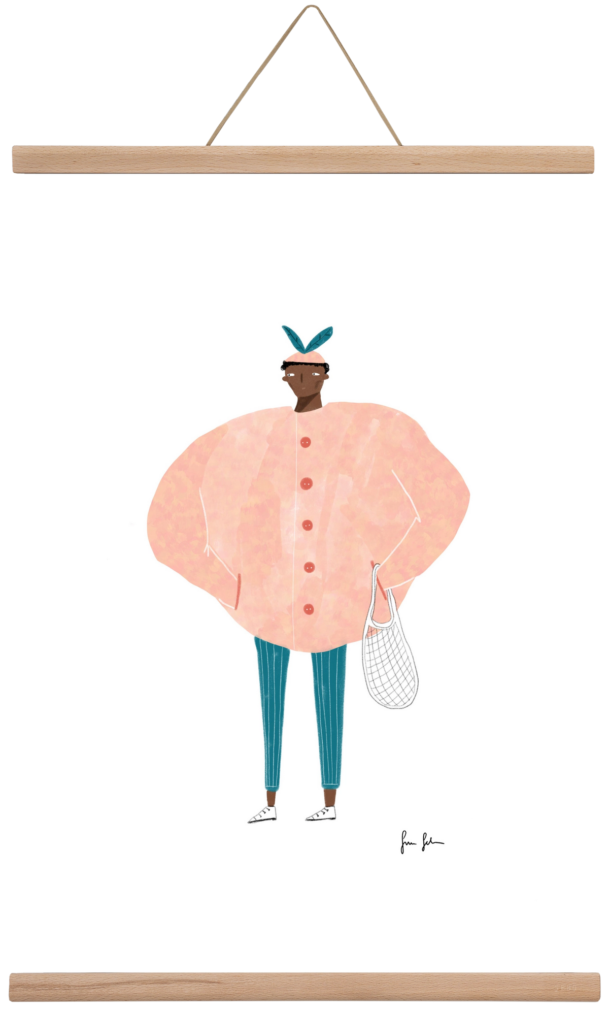 Boris bevásárolni megy, 40x60 cm (40x60 cm), Tölgy akasztó