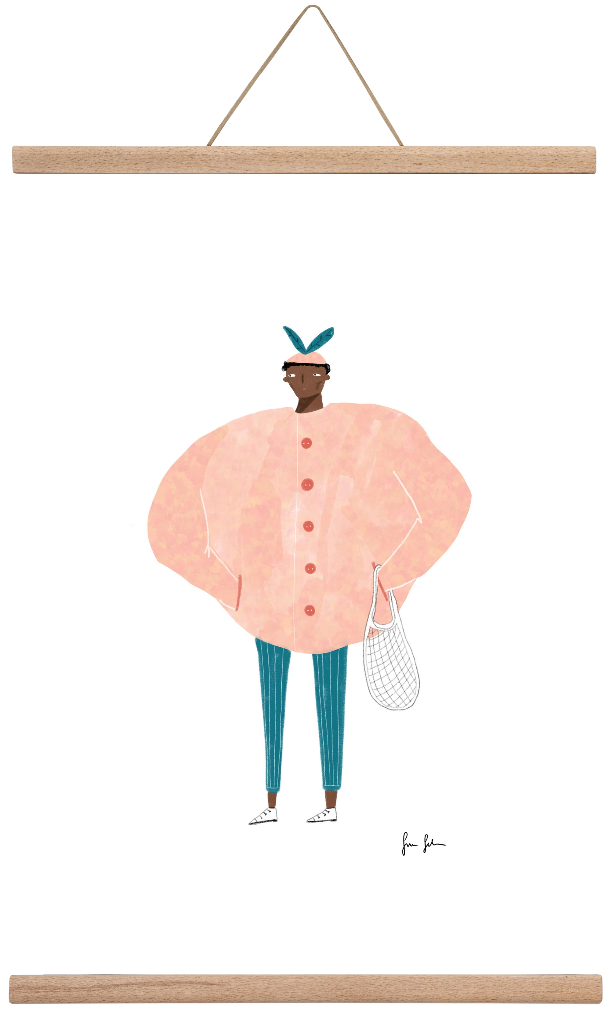 Boris bevásárolni megy, 40x60 cm (40x60 cm), Tölgy akasztó