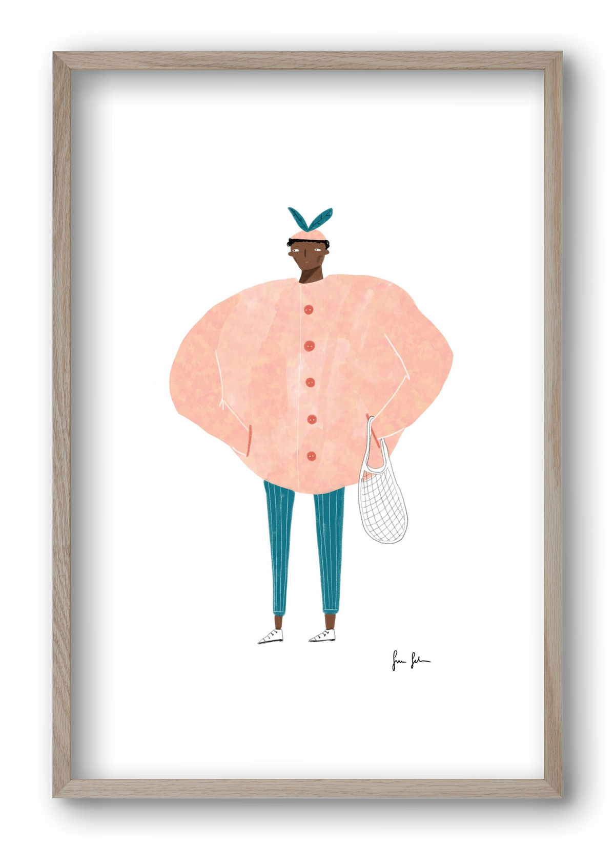 Boris bevásárolni megy, 40x60 cm (40x60 cm), Tölgy keret