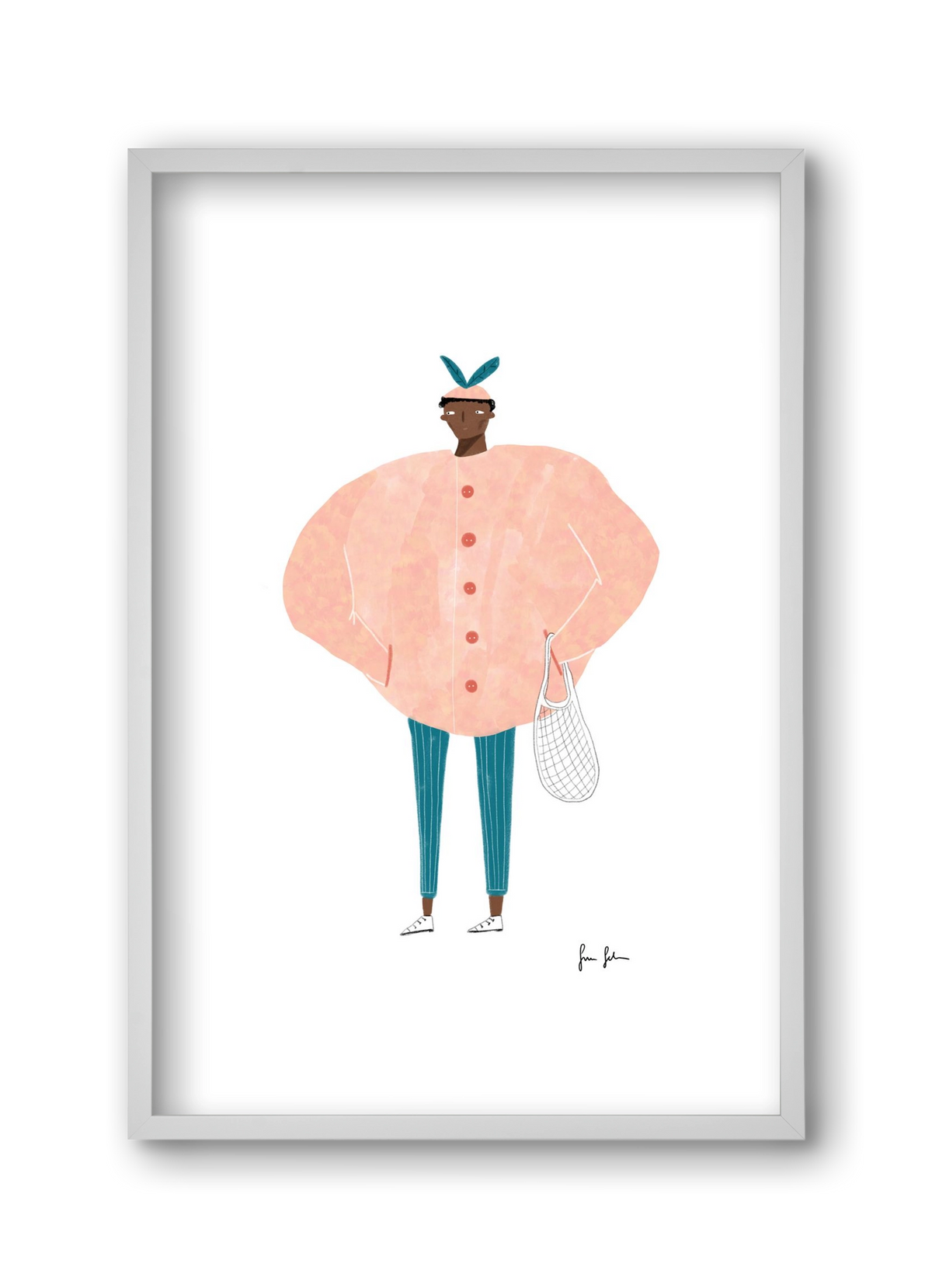 Boris bevásárolni megy, 30x45 cm (30x45 cm), Fehér keret