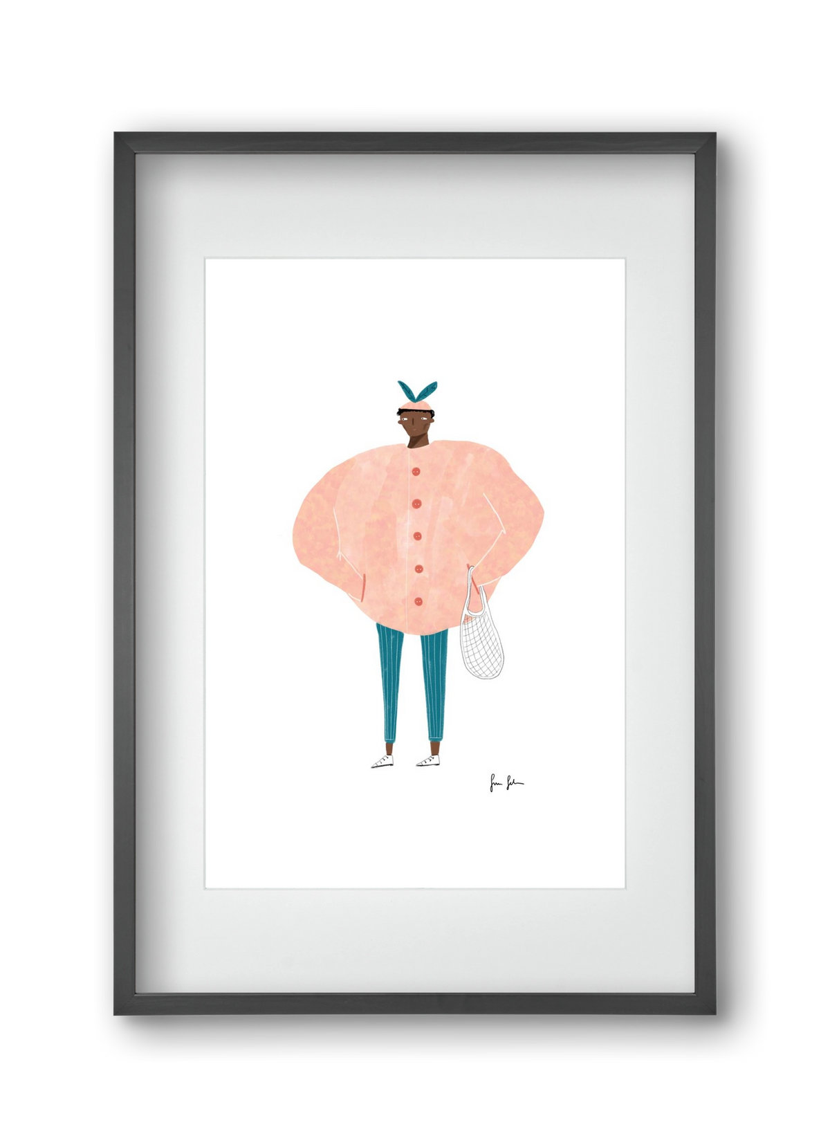 Boris bevásárolni megy, 30x45 cm (20x30 cm), Fekete keret, paszpartuval