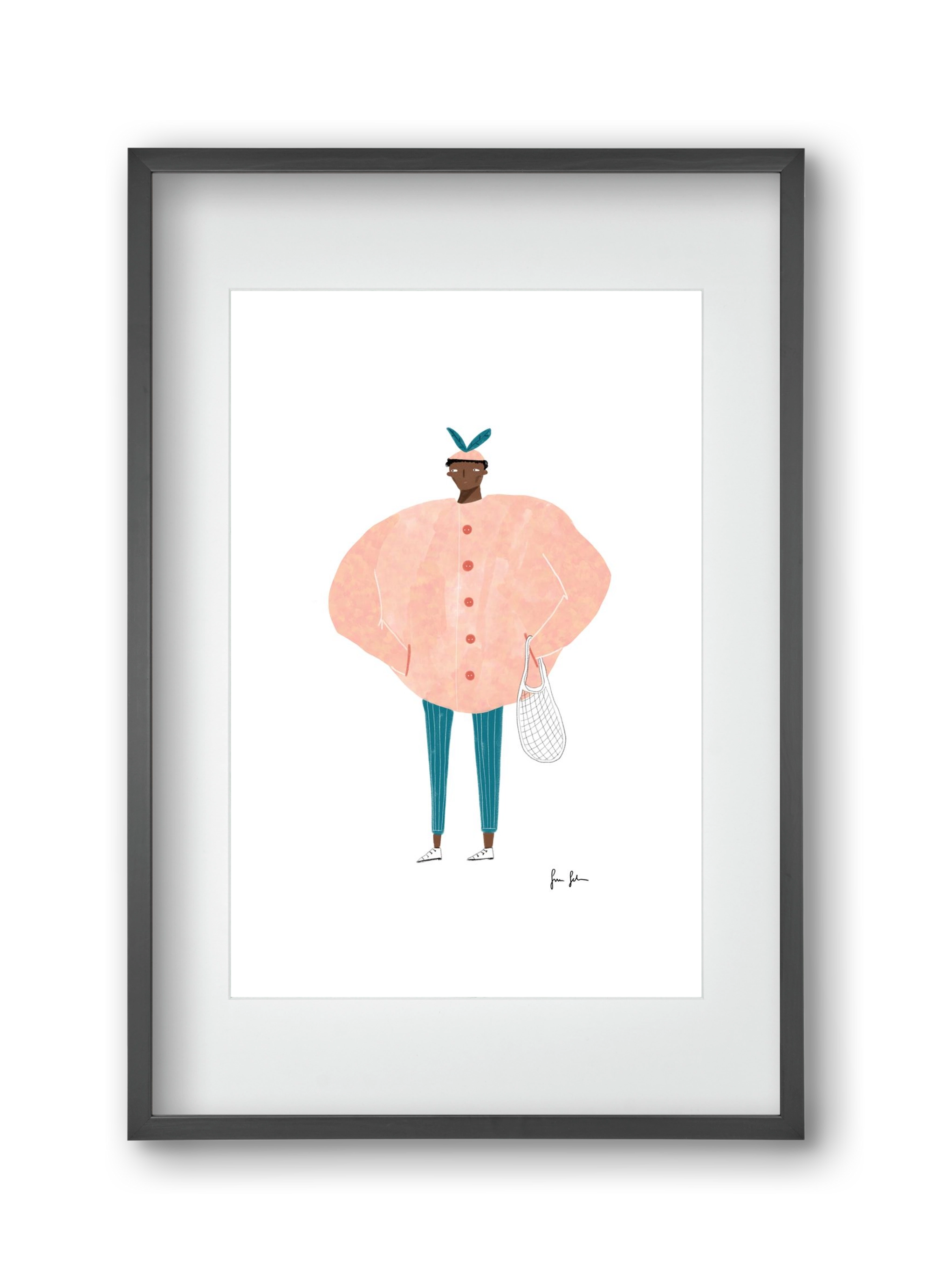 Boris bevásárolni megy, 30x45 cm (20x30 cm), Fekete keret, paszpartuval