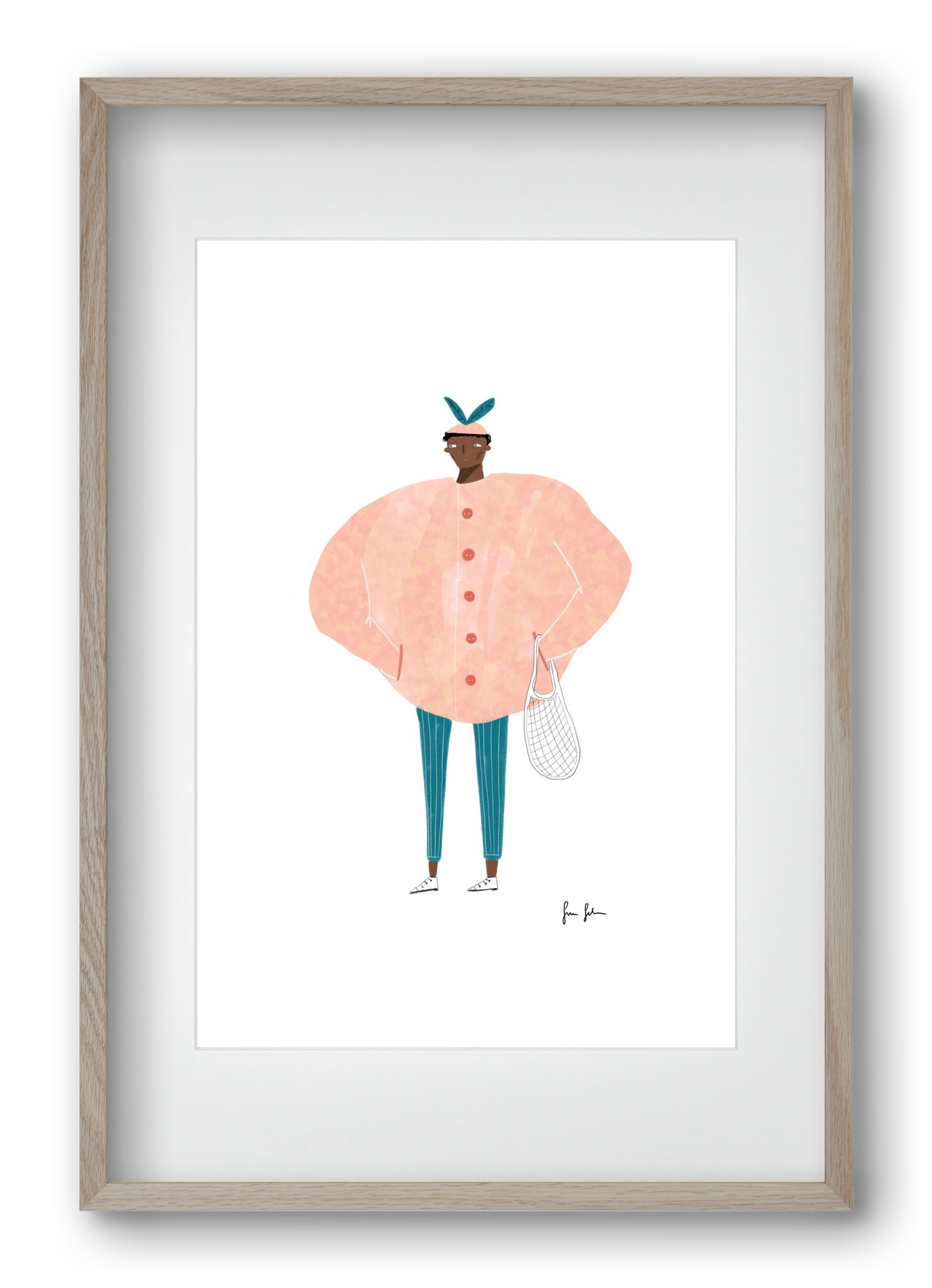 Boris bevásárolni megy, 40x60 cm (30x45 cm), Tölgy keret, paszpartuval