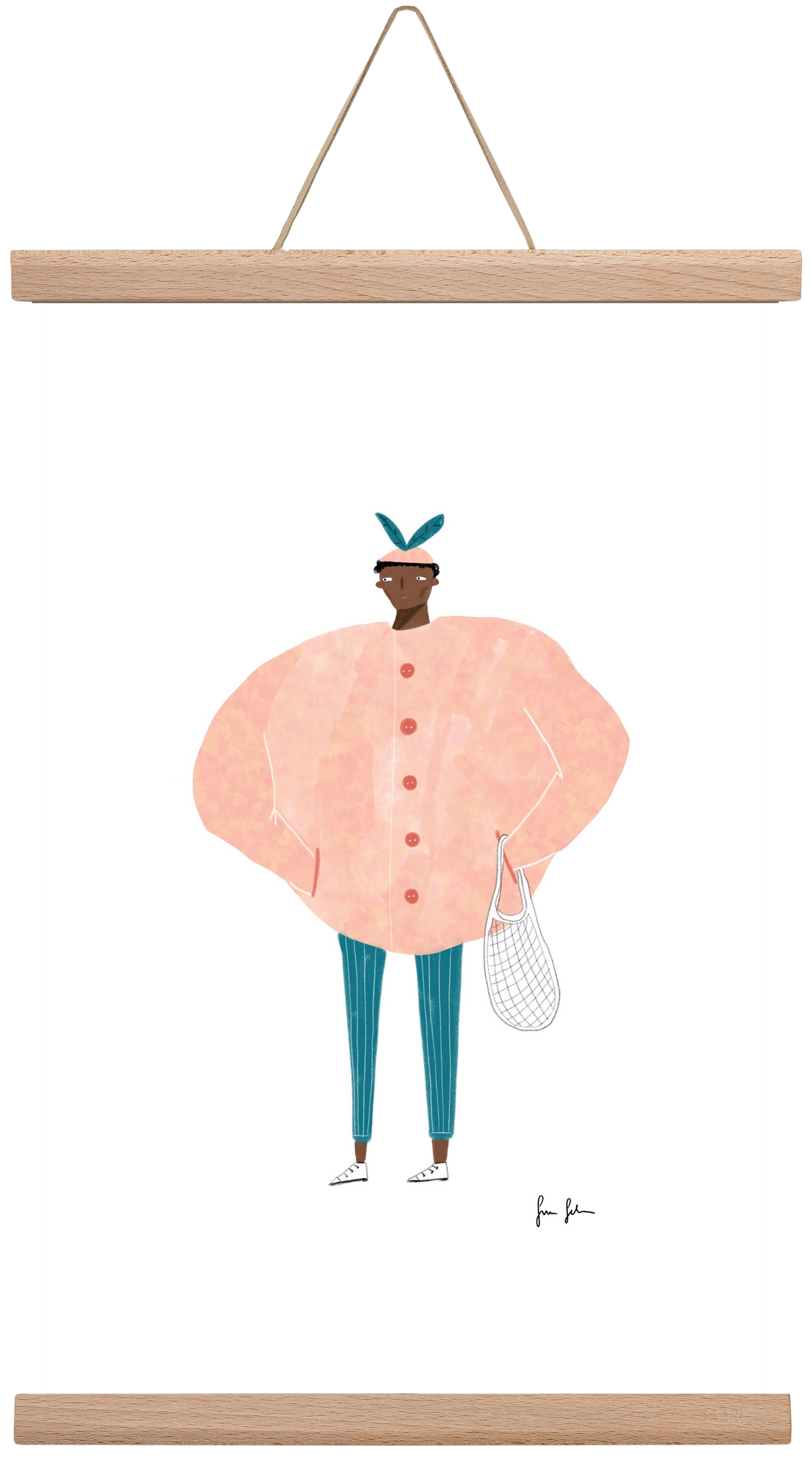 Boris bevásárolni megy, 30x45 cm (30x45 cm), Tölgy akasztó