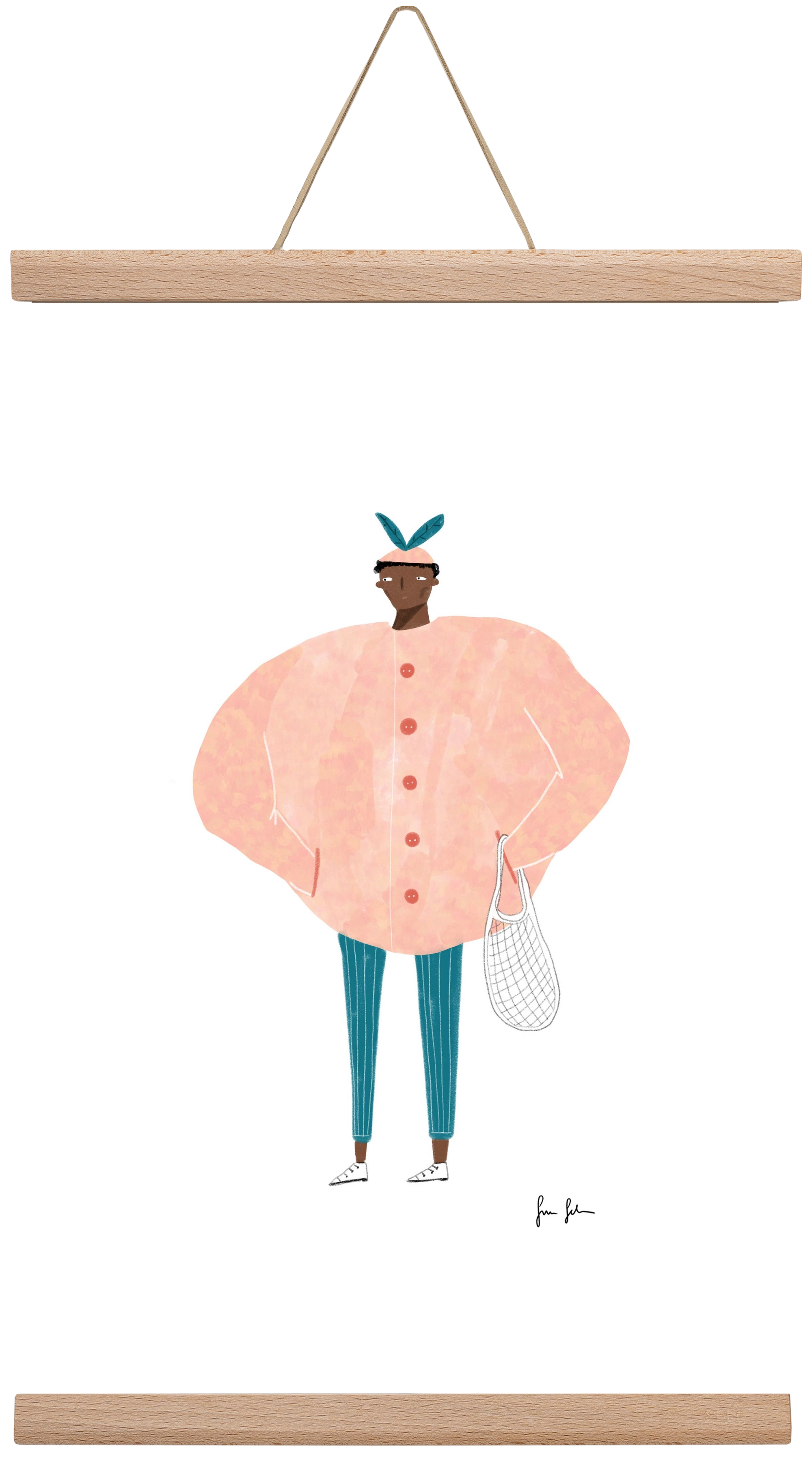 Boris bevásárolni megy, 30x45 cm (30x45 cm), Tölgy akasztó