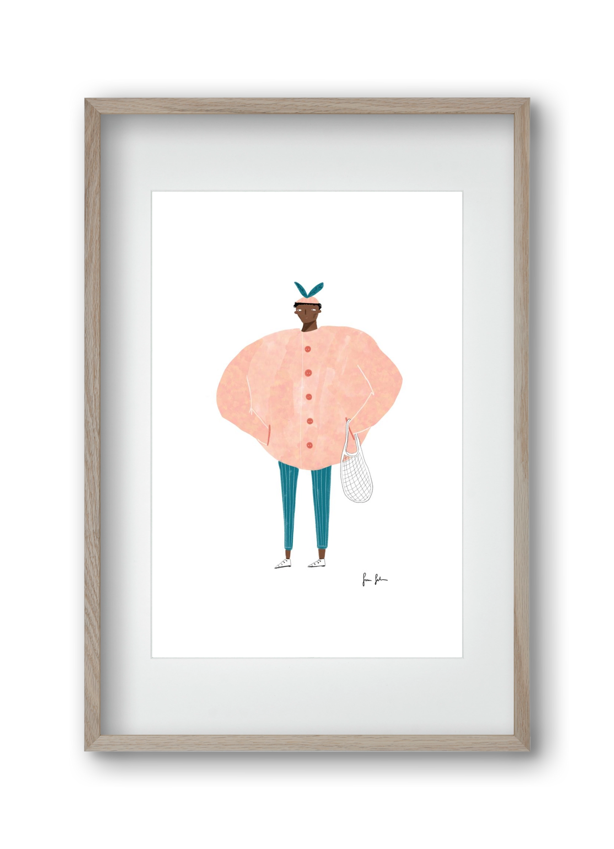 Boris bevásárolni megy, 30x45 cm (20x30 cm), Tölgy keret, paszpartuval