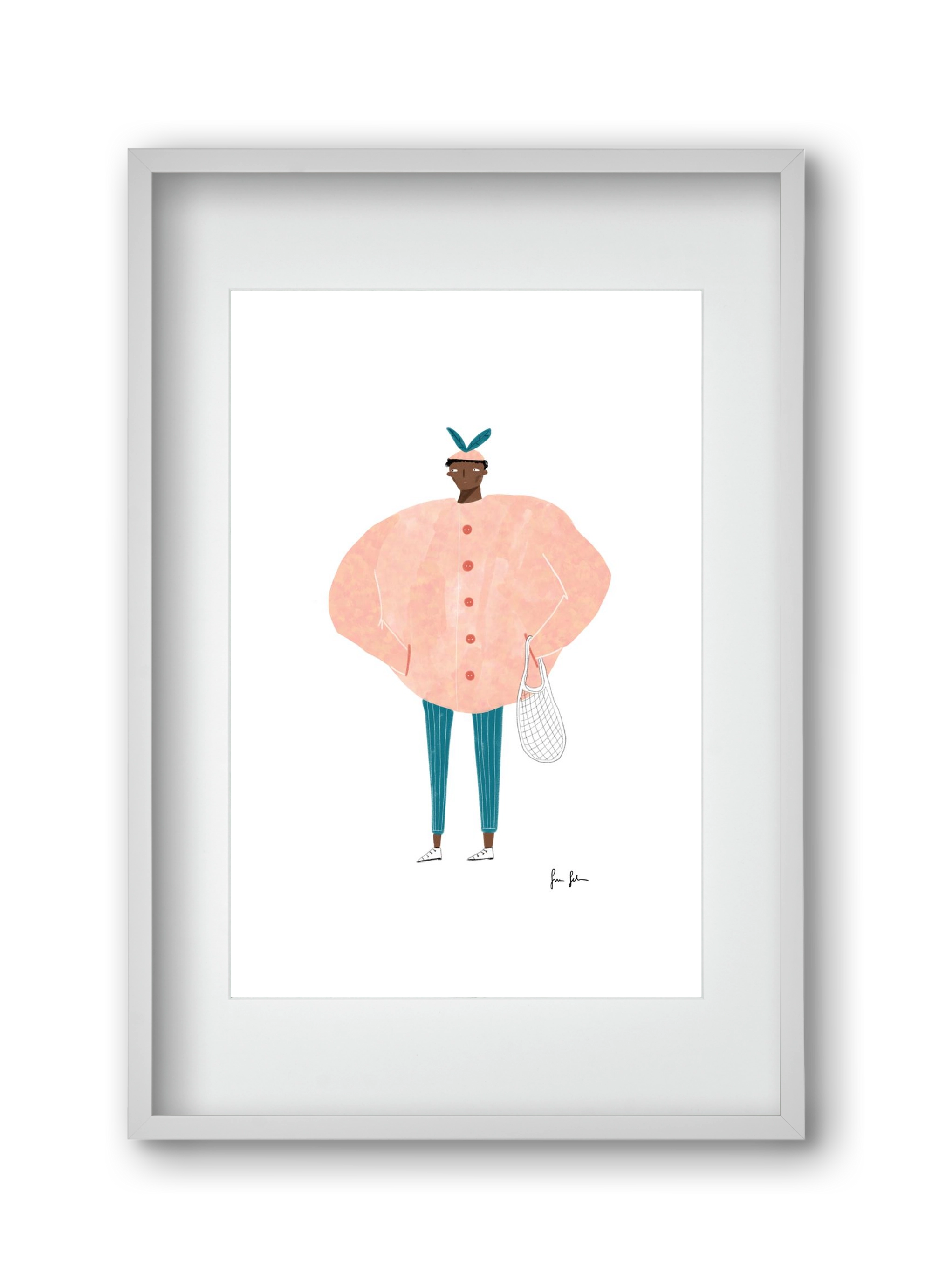 Boris bevásárolni megy, 30x45 cm (20x30 cm), Fehér keret, paszpartuval