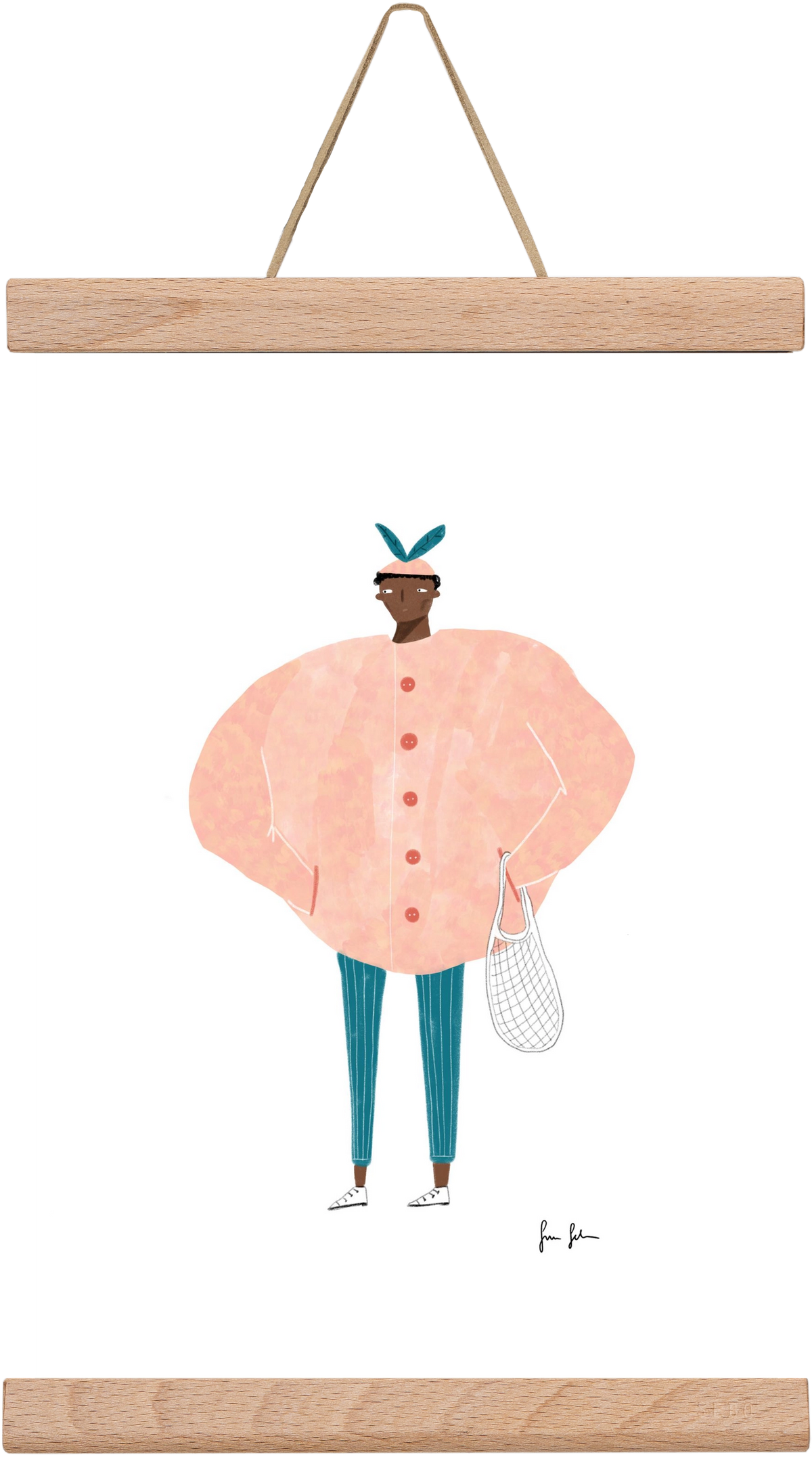 Boris bevásárolni megy, 20x30 cm (20x30 cm), Tölgy akasztó