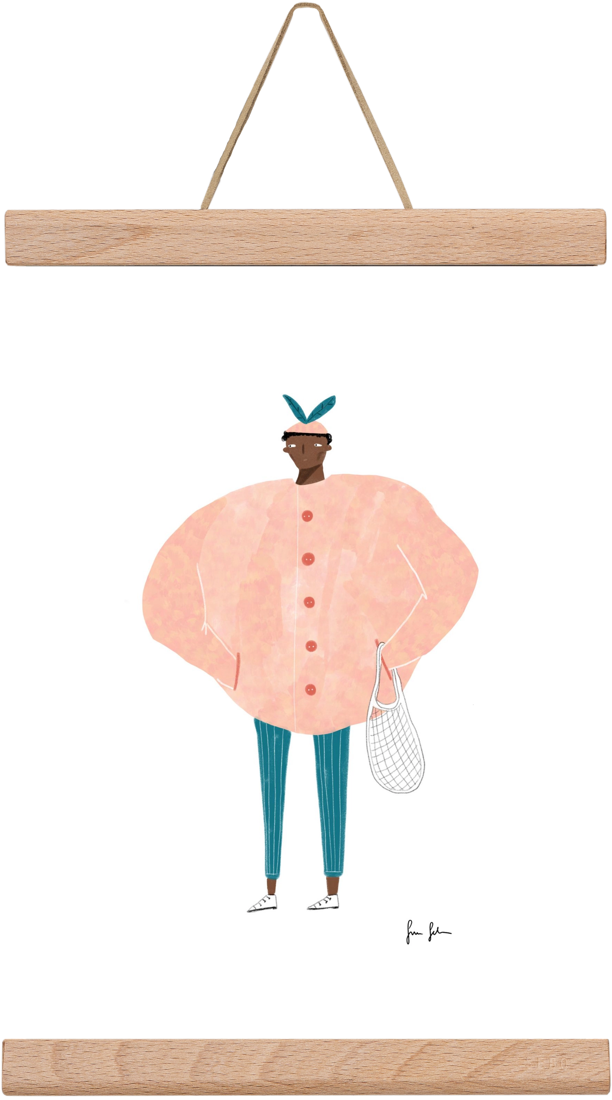 Boris bevásárolni megy, 20x30 cm (20x30 cm), Tölgy akasztó