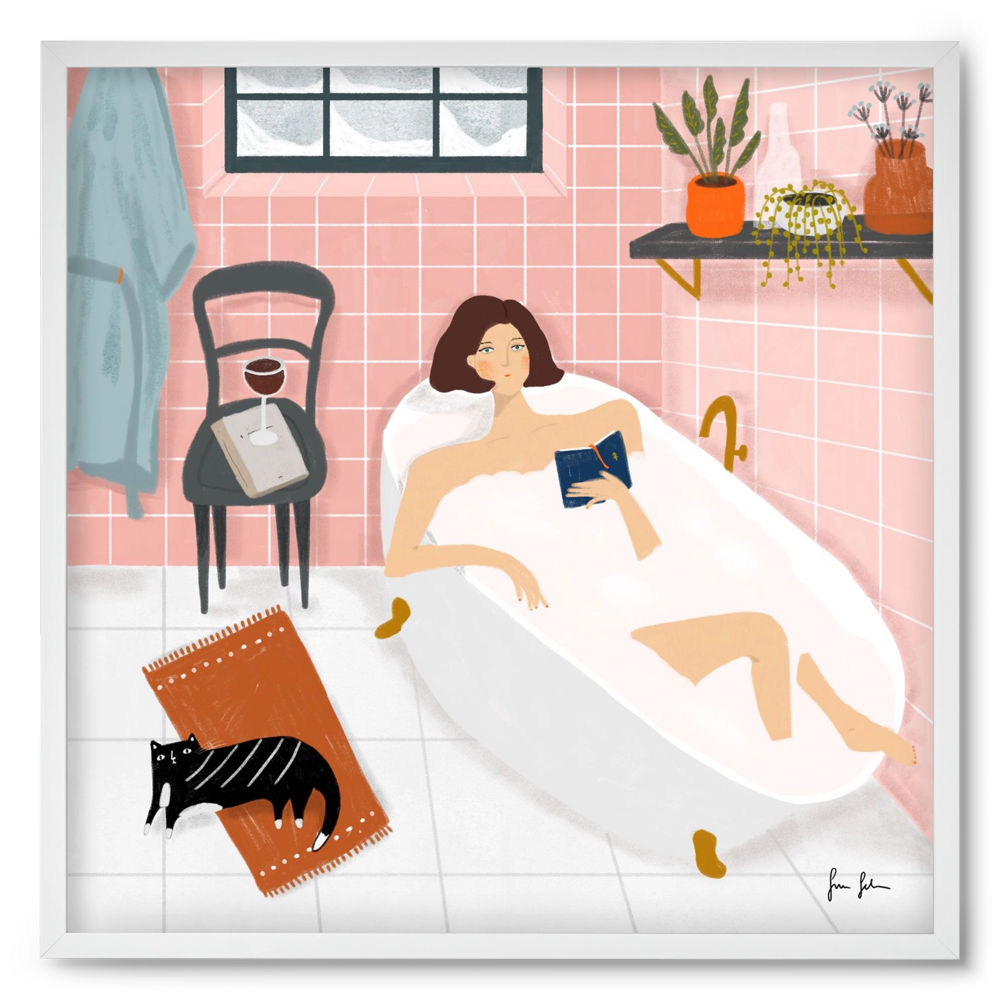 Bath time, 50x50 cm (50x50 cm), Fehér keret