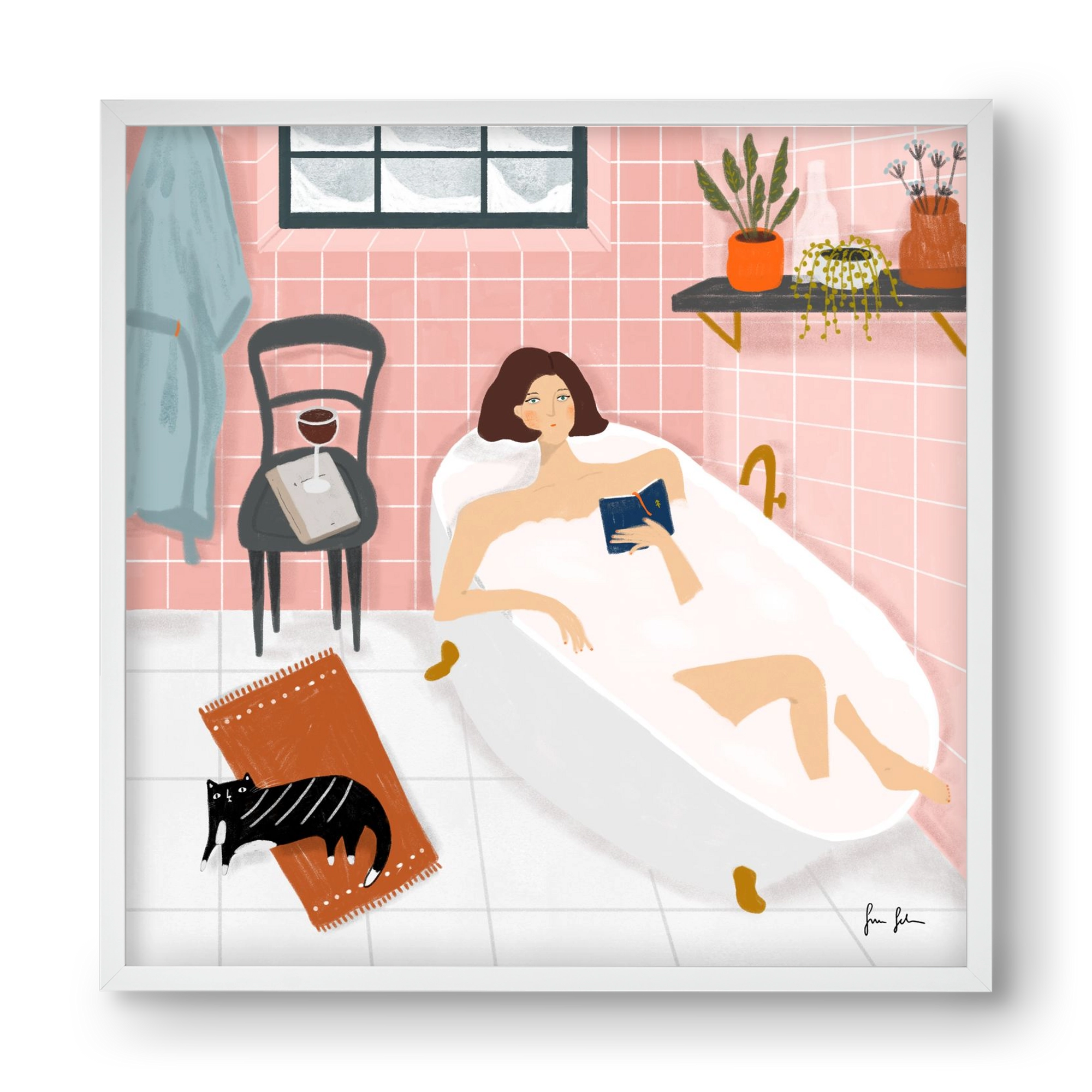 Bath time, 40x40 cm (40x40 cm), Fehér keret