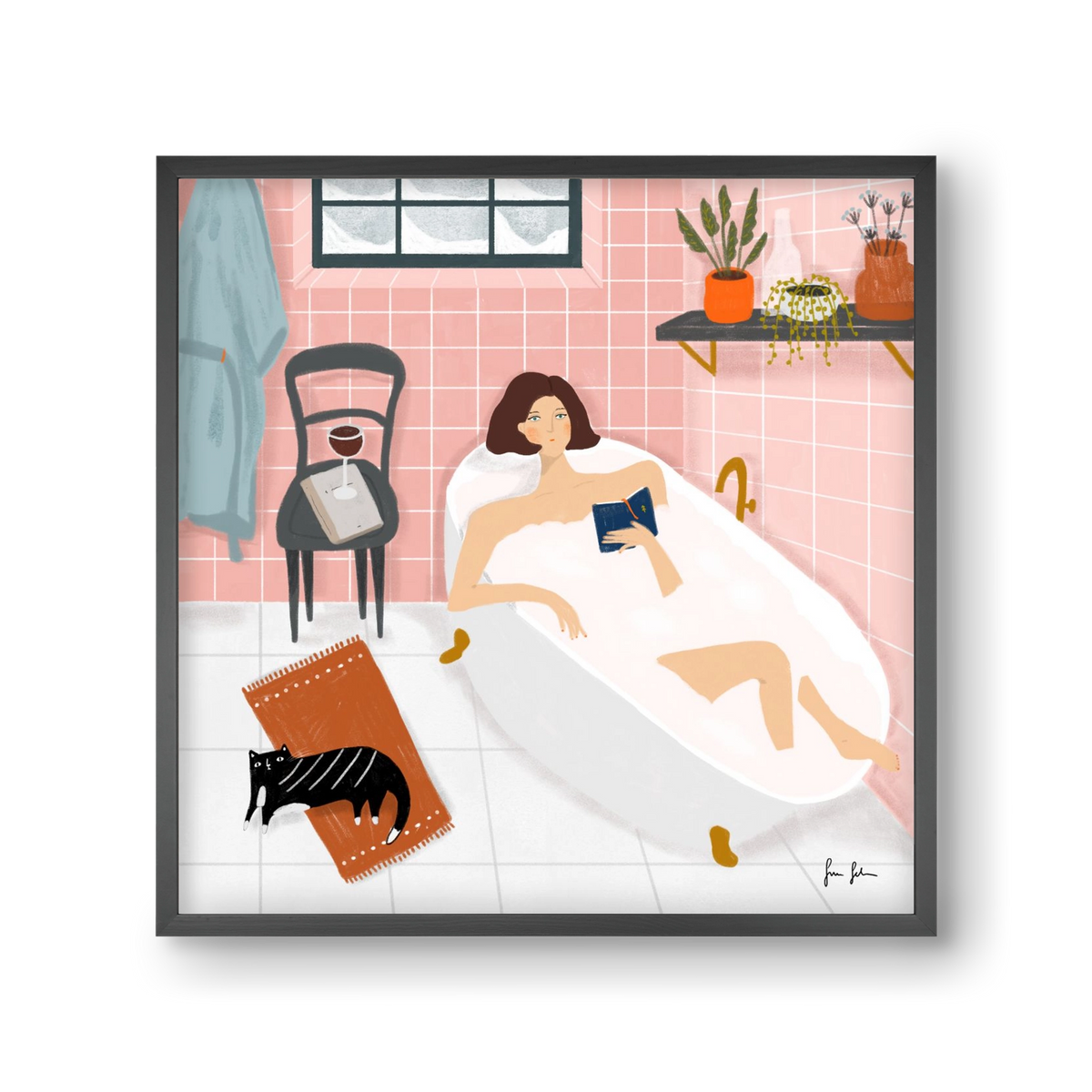 Bath time, 30x30 cm (30x30 cm), Fekete keret