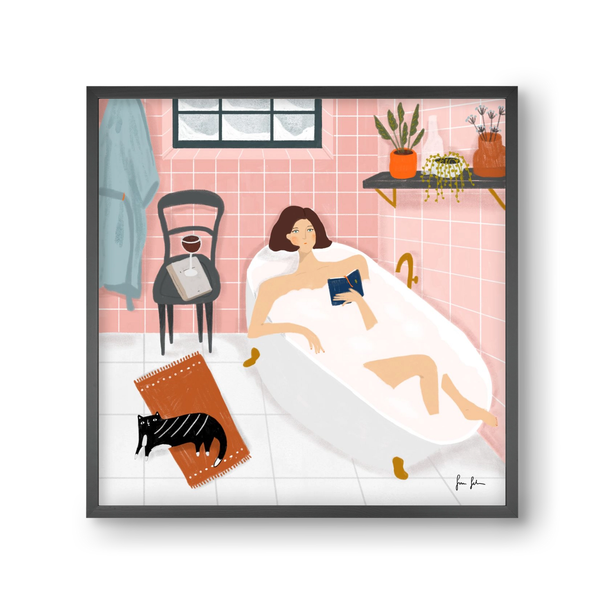 Bath time, 30x30 cm (30x30 cm), Fekete keret