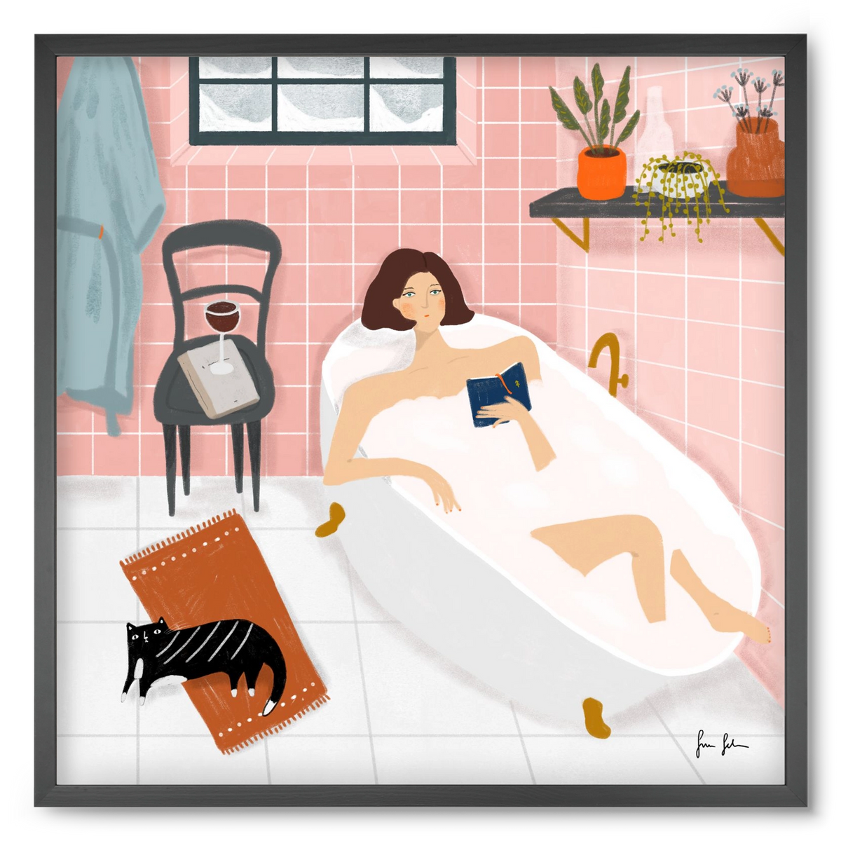 Bath time, 50x50 cm (50x50 cm), Fekete keret