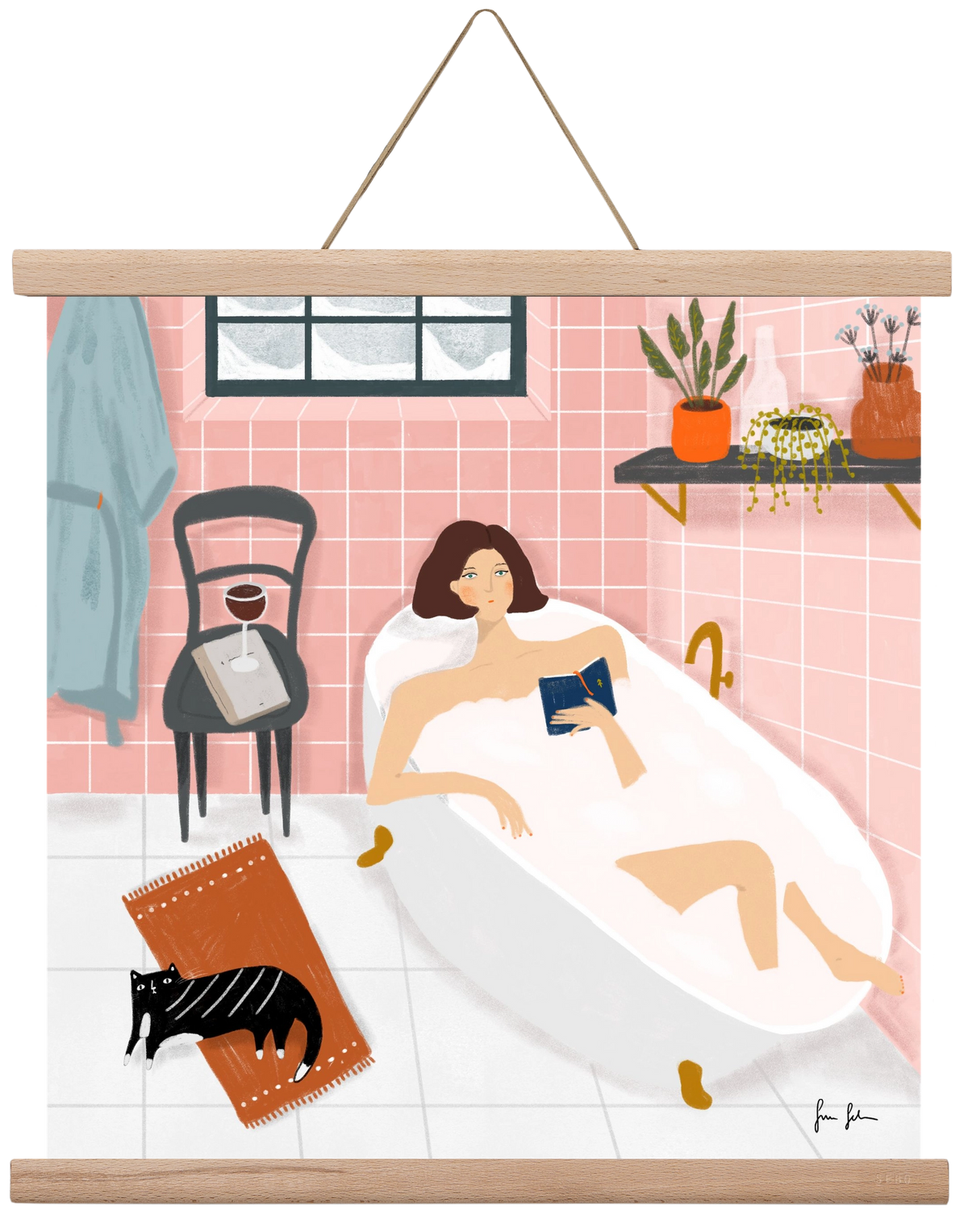 Bath time, 40x40 cm (40x40 cm), Tölgy akasztó