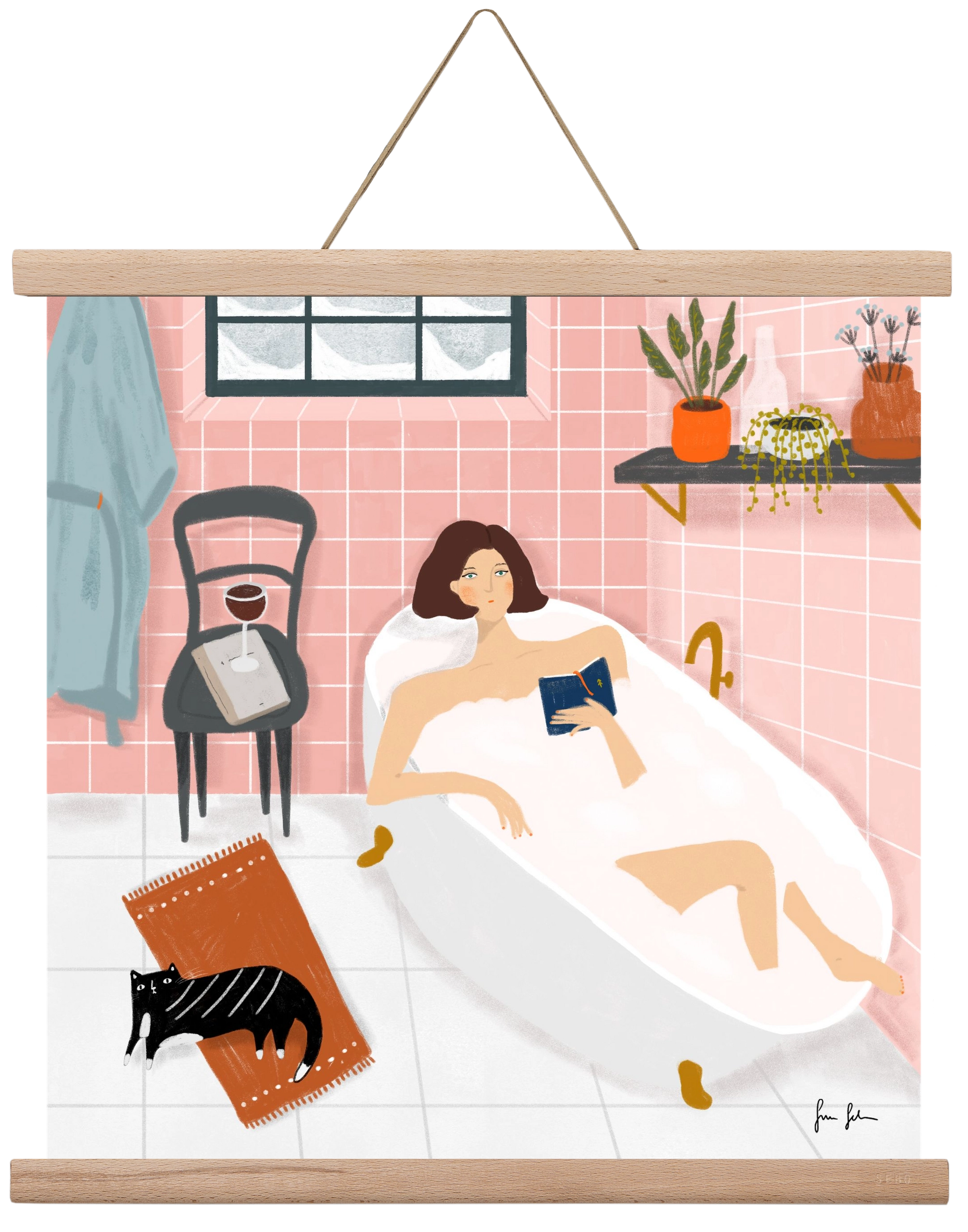 Bath time, 40x40 cm (40x40 cm), Tölgy akasztó